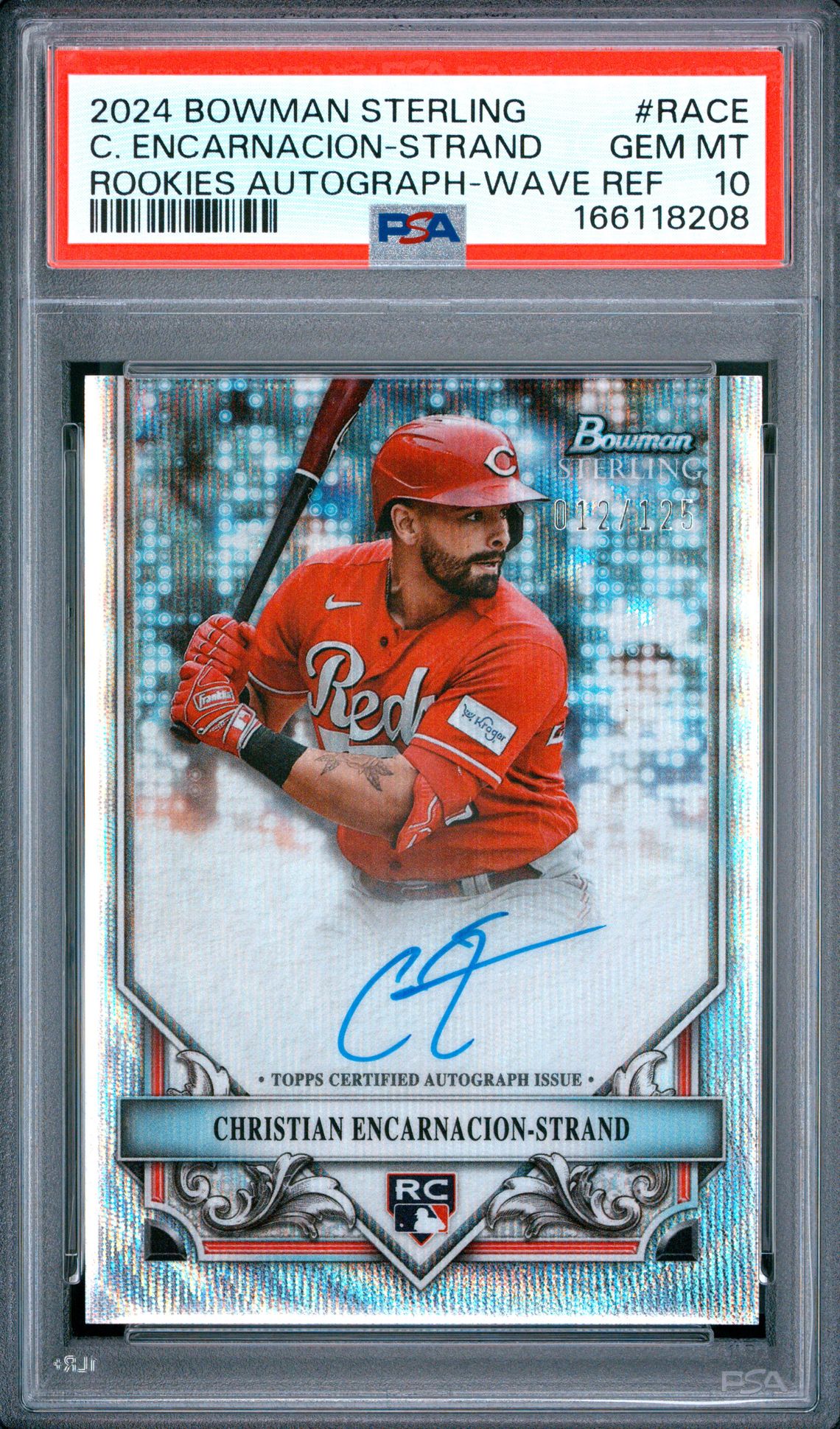 2024 Bowman Sterling Rookies Autographs C. Encarnacion-Strand #Race (Rookies Autograph-Wave Ref) Gem Mt 10 front view - PSA graded GEM MT 10