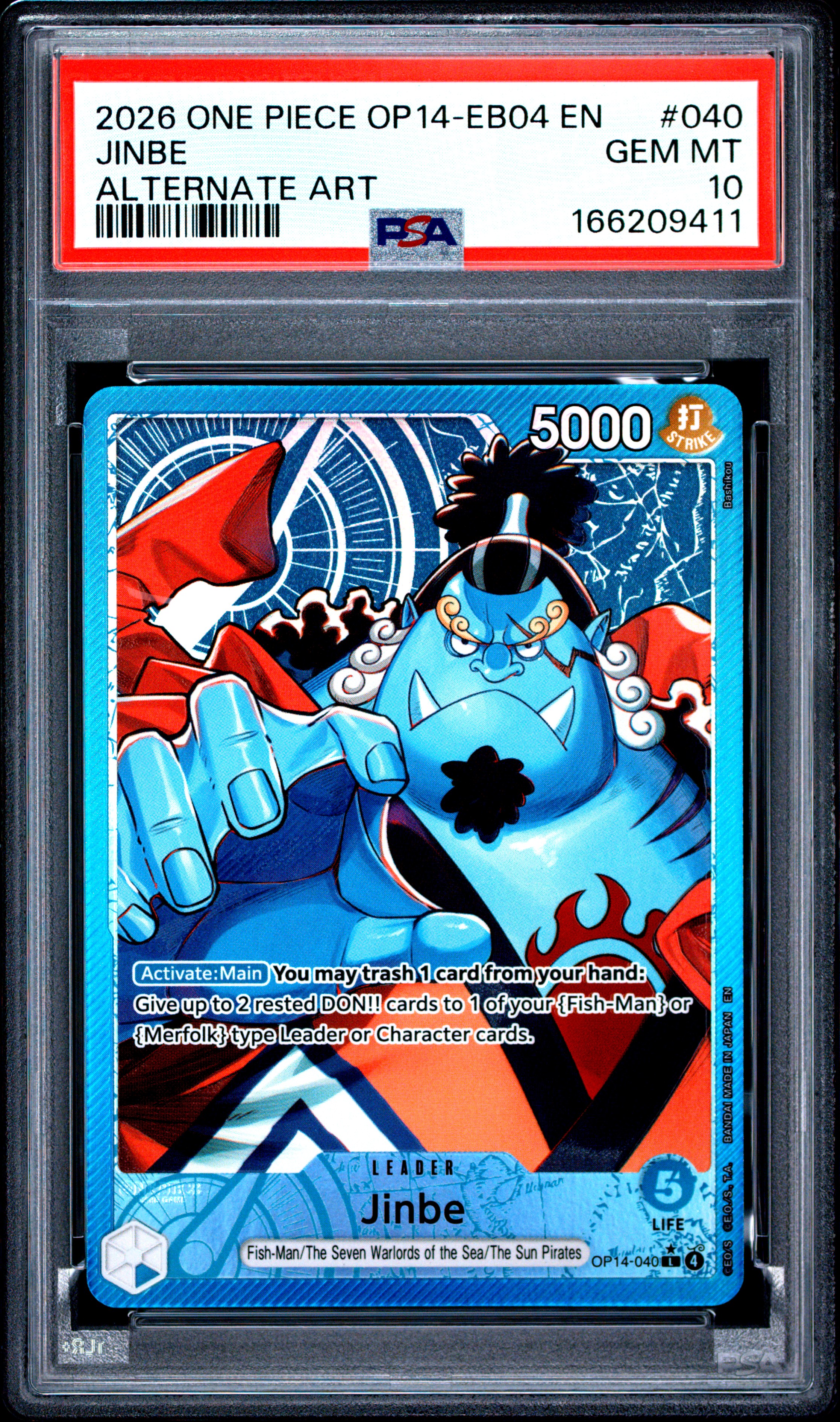 2026 #040 Jinbe PSA 10 One Piece OP14-EB04-the Azure Sea's Seven