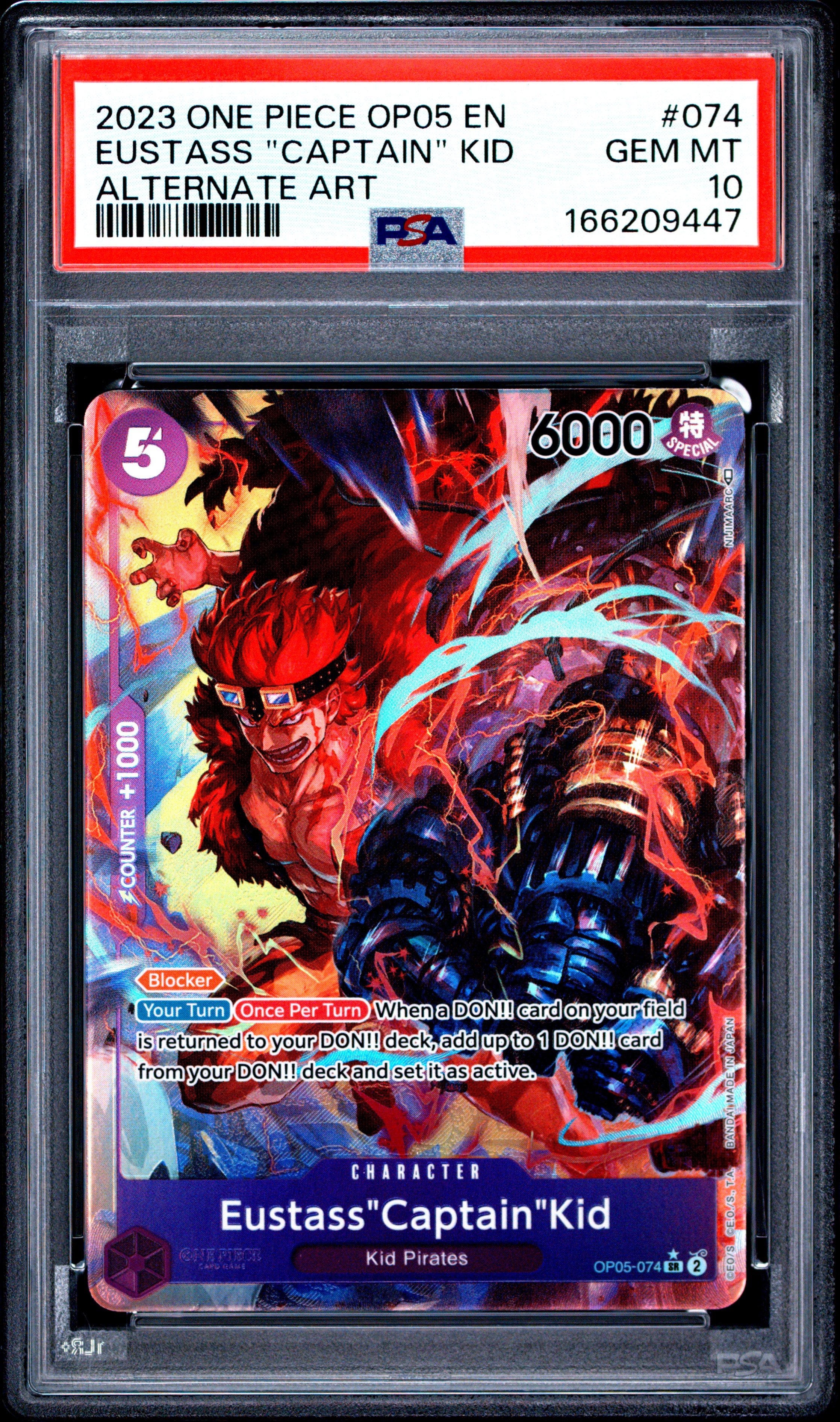 2023 #074 Eustass "Captain" Kid PSA 10 One Piece OP05-Awakening of the New Era