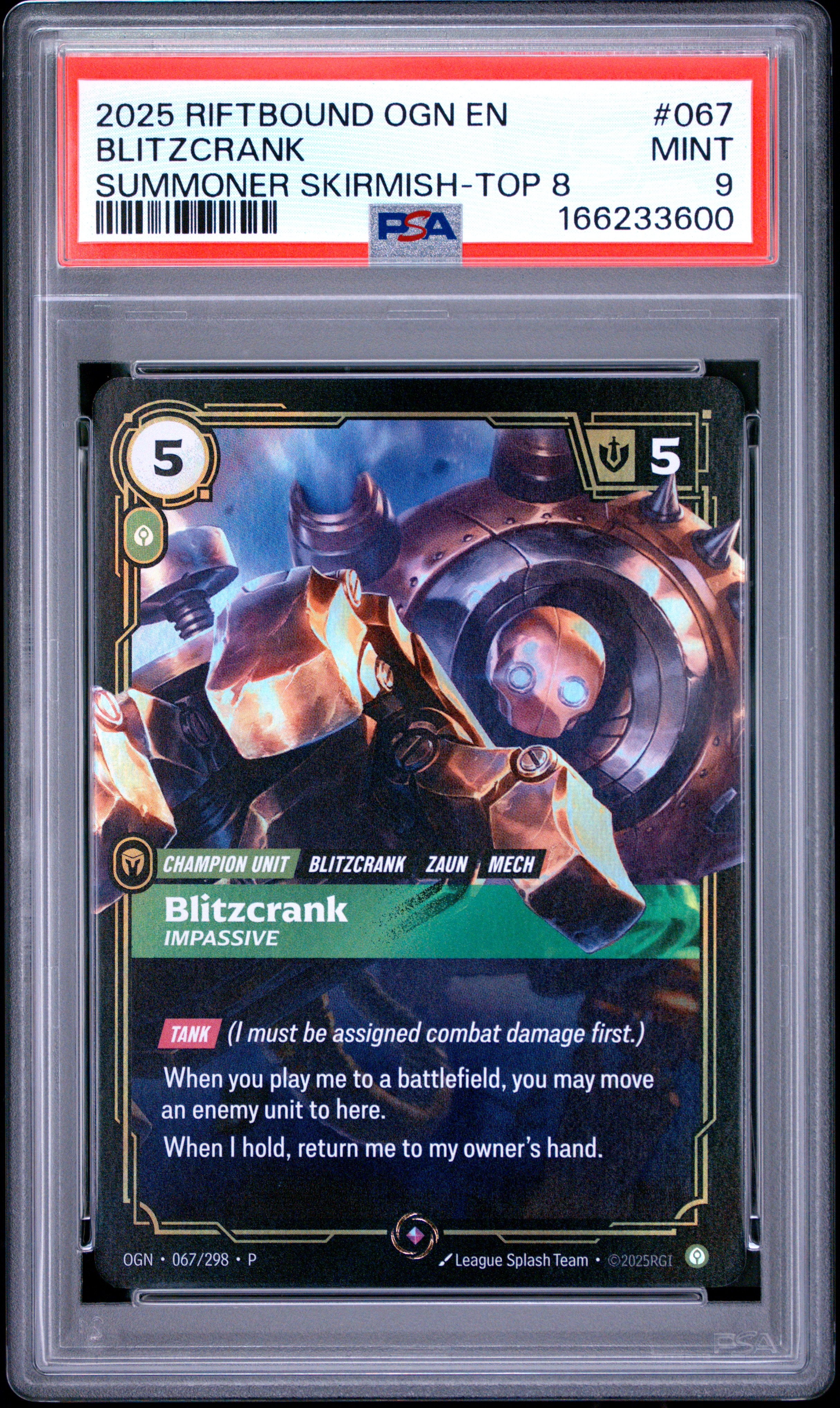 2025 #067 Blitzcrank - Impassive PSA 9 Riftbound: League of Legends Ogn-Origins