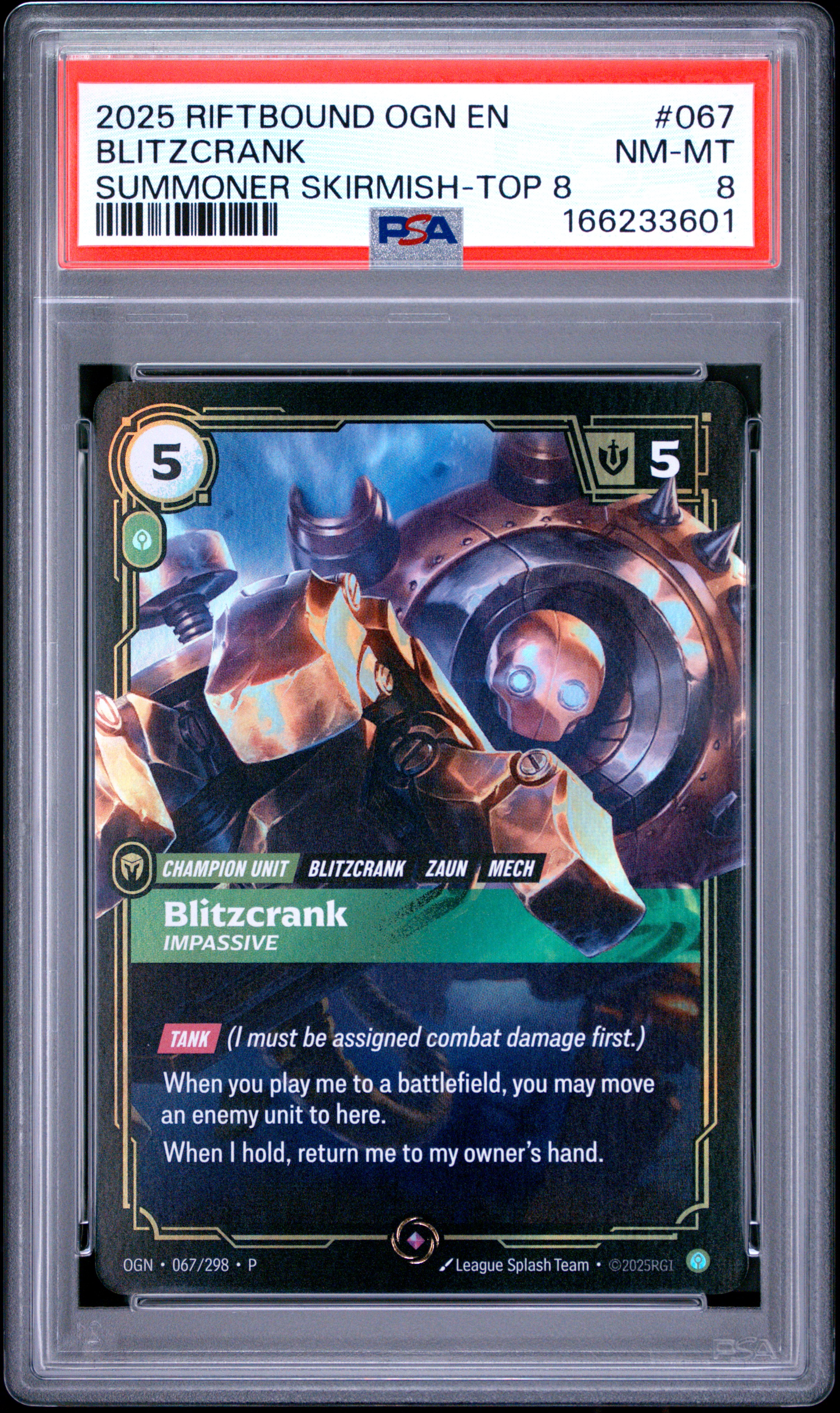 2025 #067 Blitzcrank - Impassive PSA 8 Riftbound: League of Legends Ogn-Origins