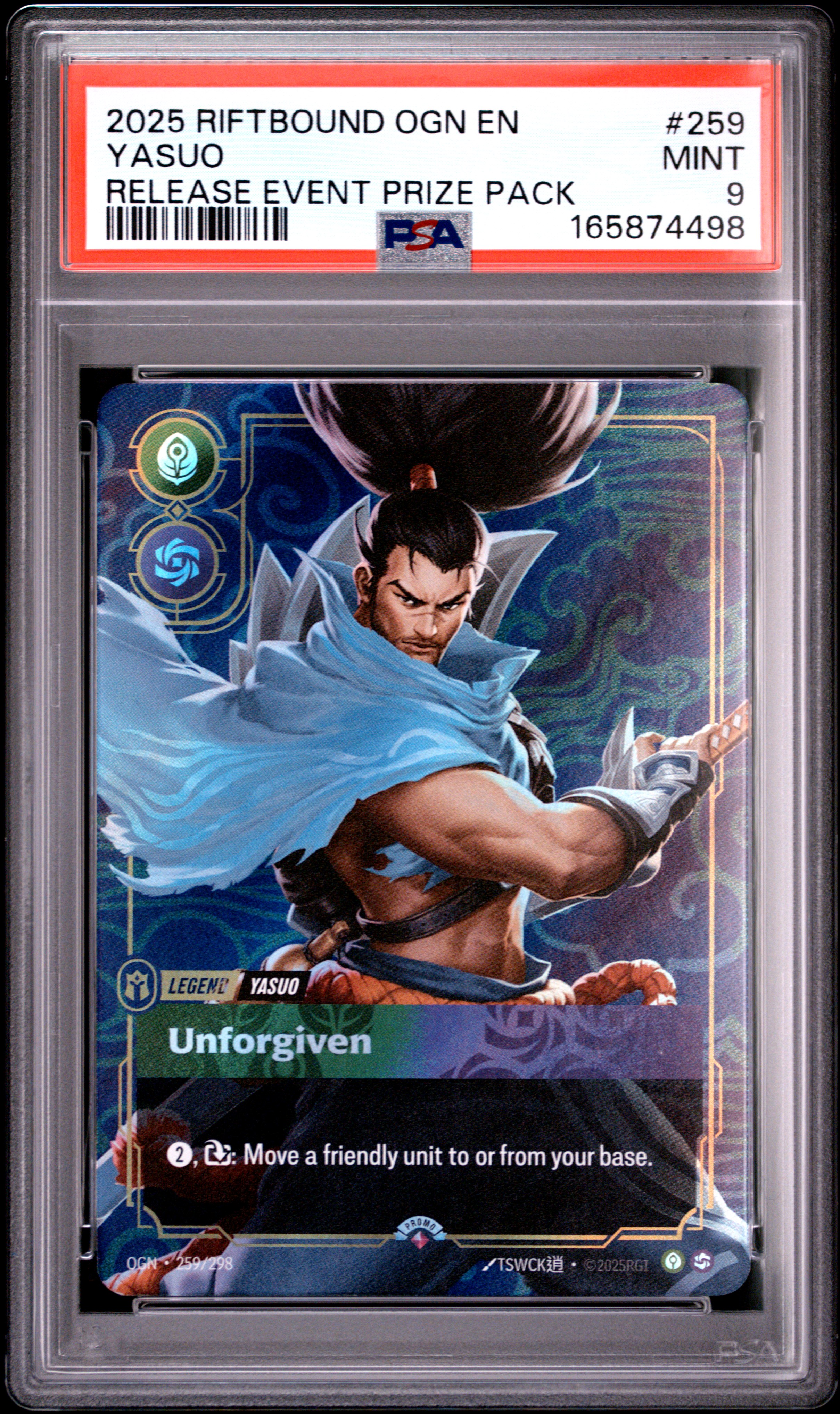 2025 #259 Yasuo - Unforgiven PSA 9 Riftbound: League of Legends Ogn-Origins