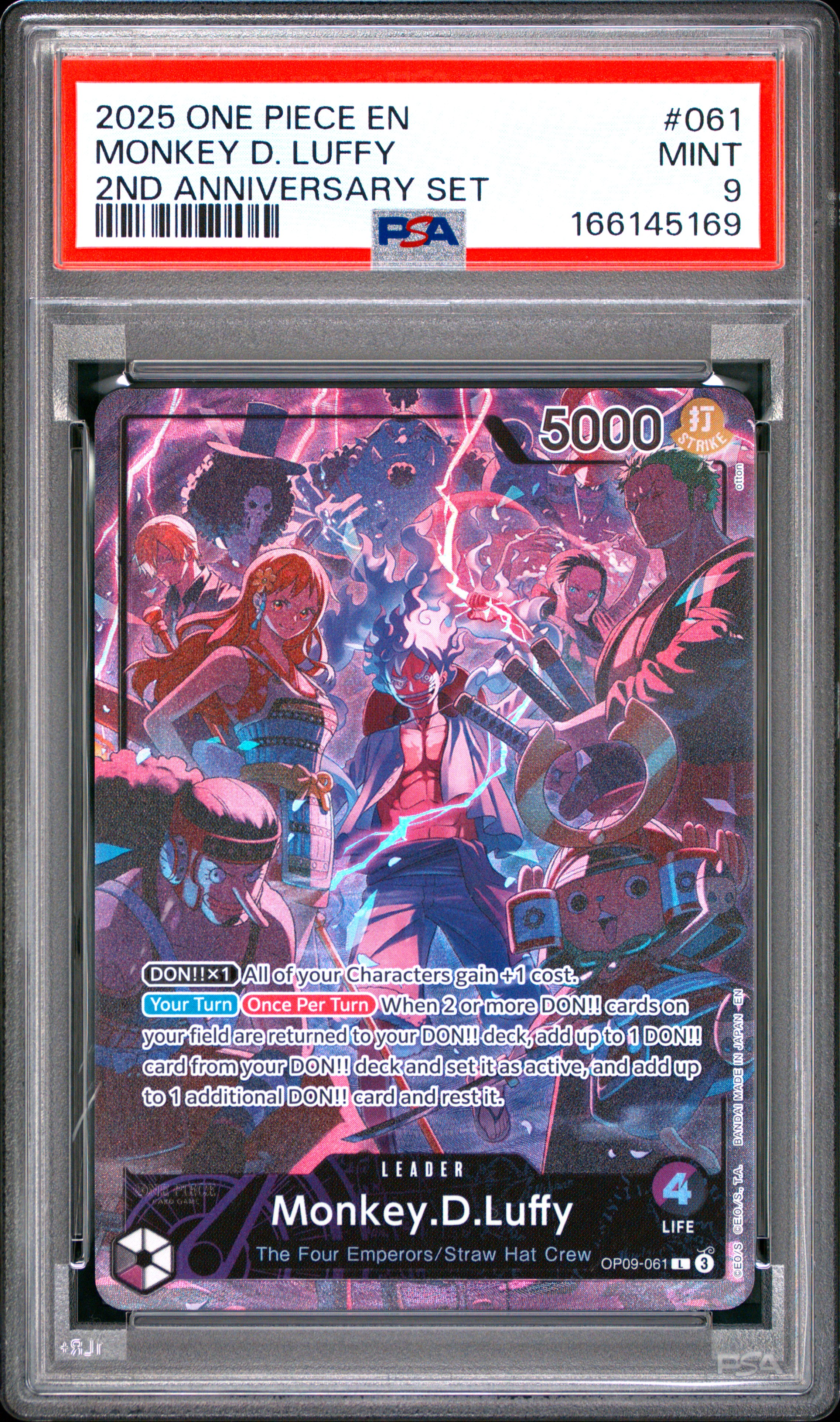 2025 #061 Monkey D. Luffy PSA 9 One Piece English Version 2nd Anniversary Set