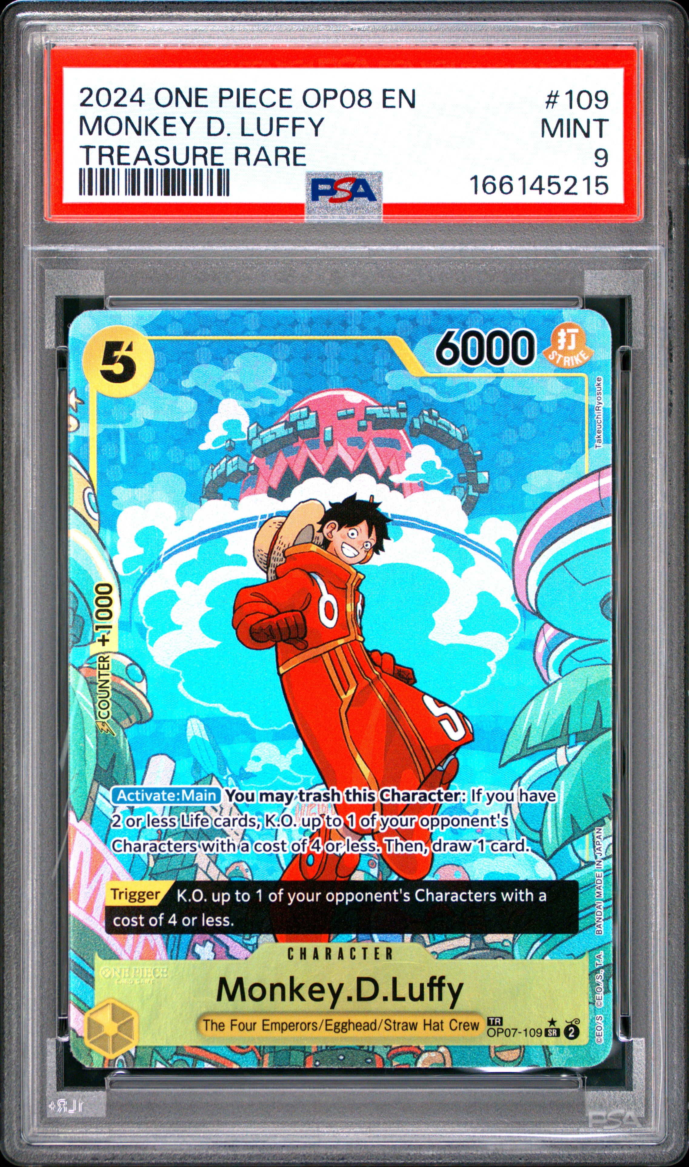 2024 #109 Monkey D. Luffy PSA 9 One Piece OP08-Two Legends