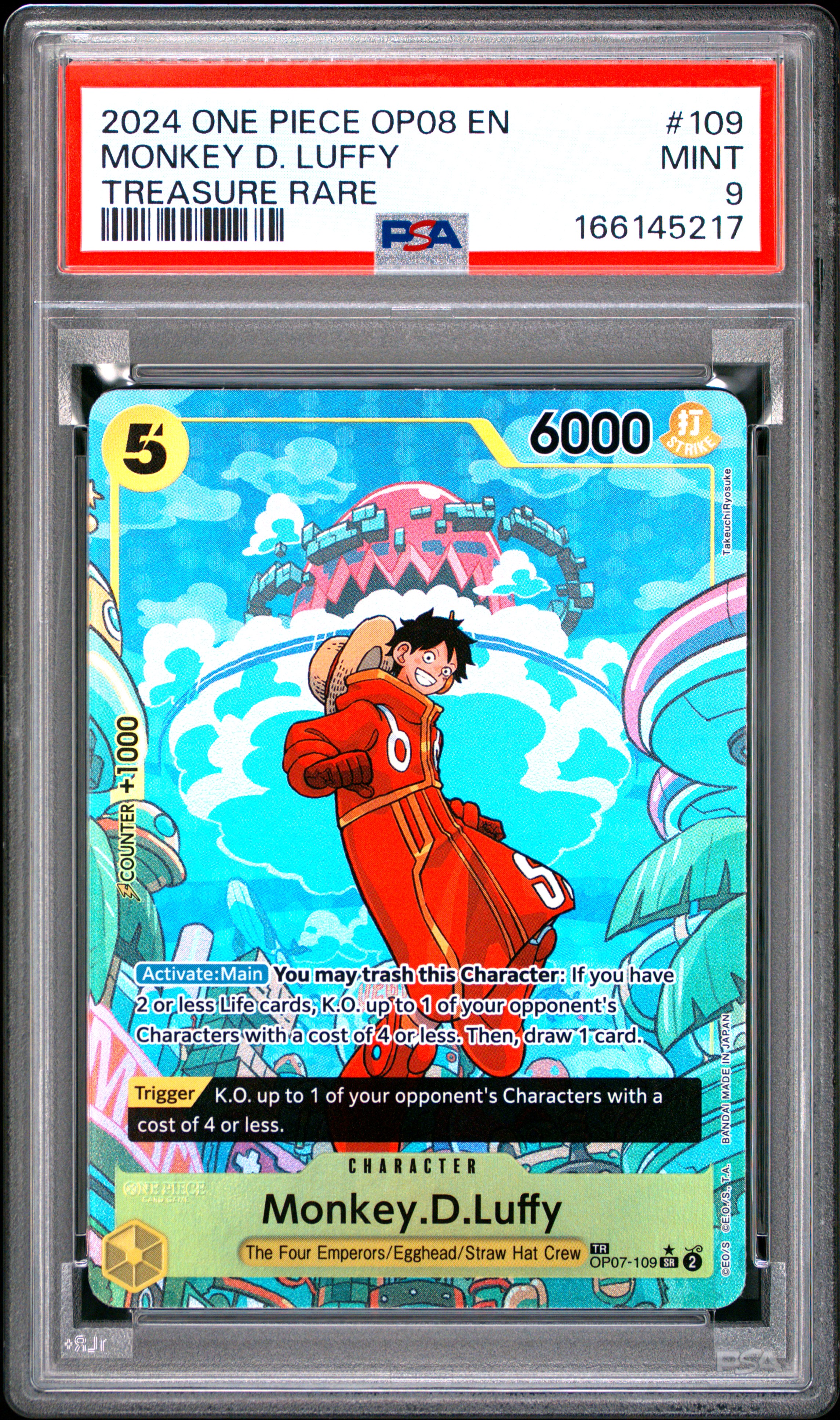 2024 #109 Monkey D. Luffy PSA 9 One Piece OP08-Two Legends