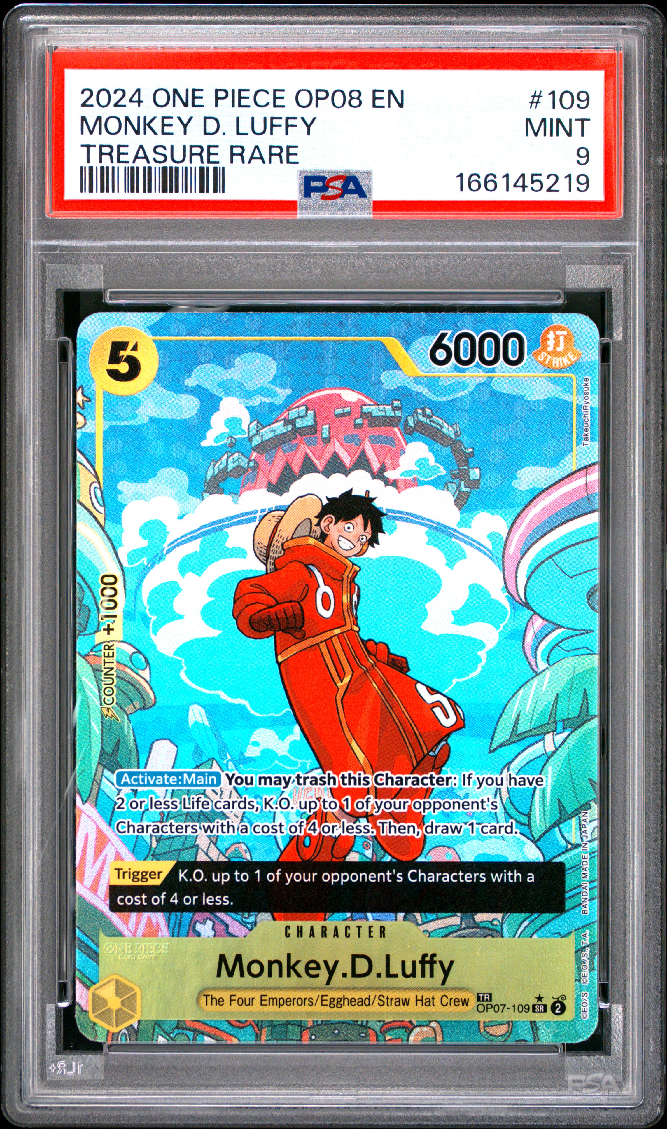 2024 #109 Monkey D. Luffy PSA 9 One Piece OP08-Two Legends