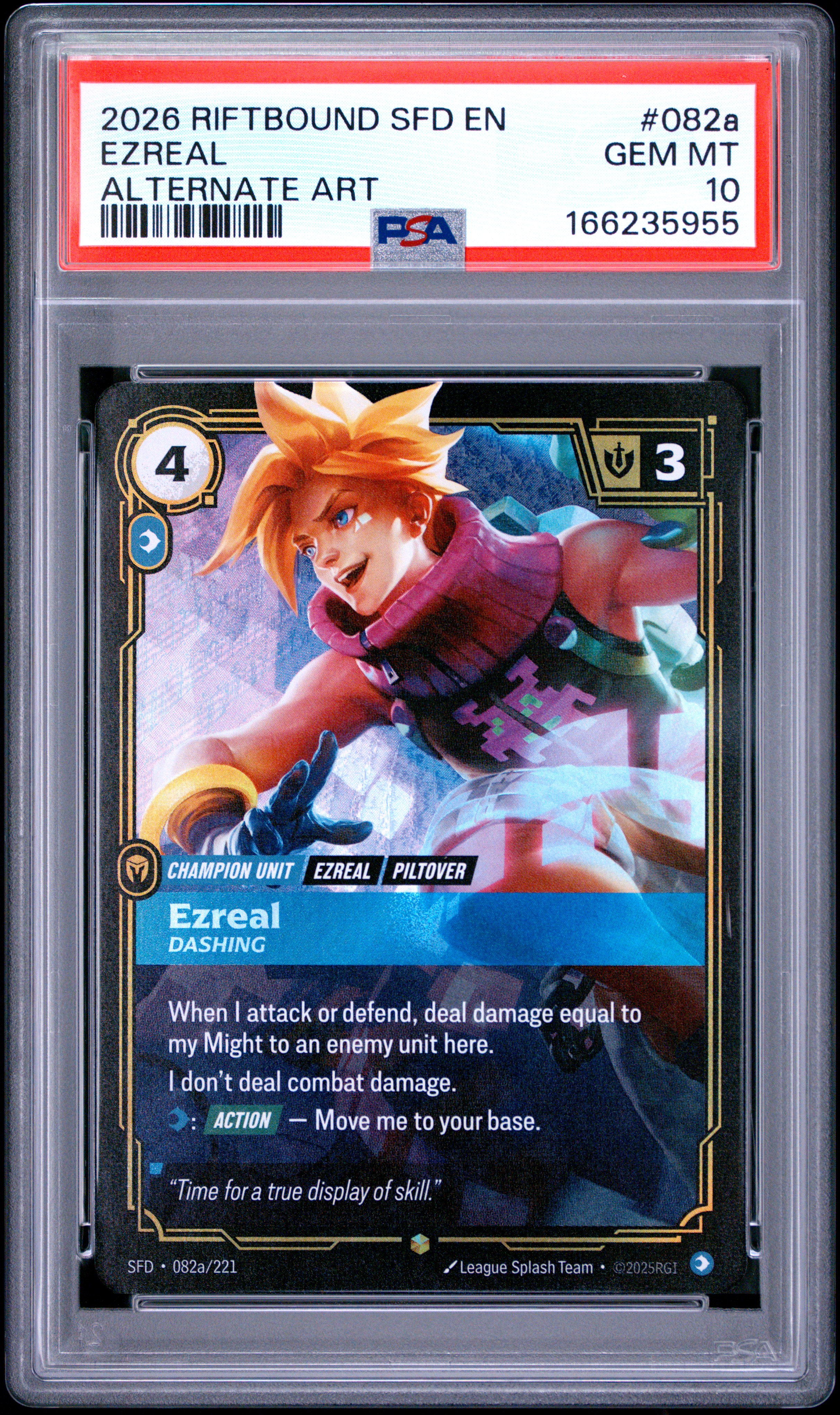 2026 #082a Ezreal - Dashing PSA 10 Riftbound: League Of Legends Sfd-Spiritforged