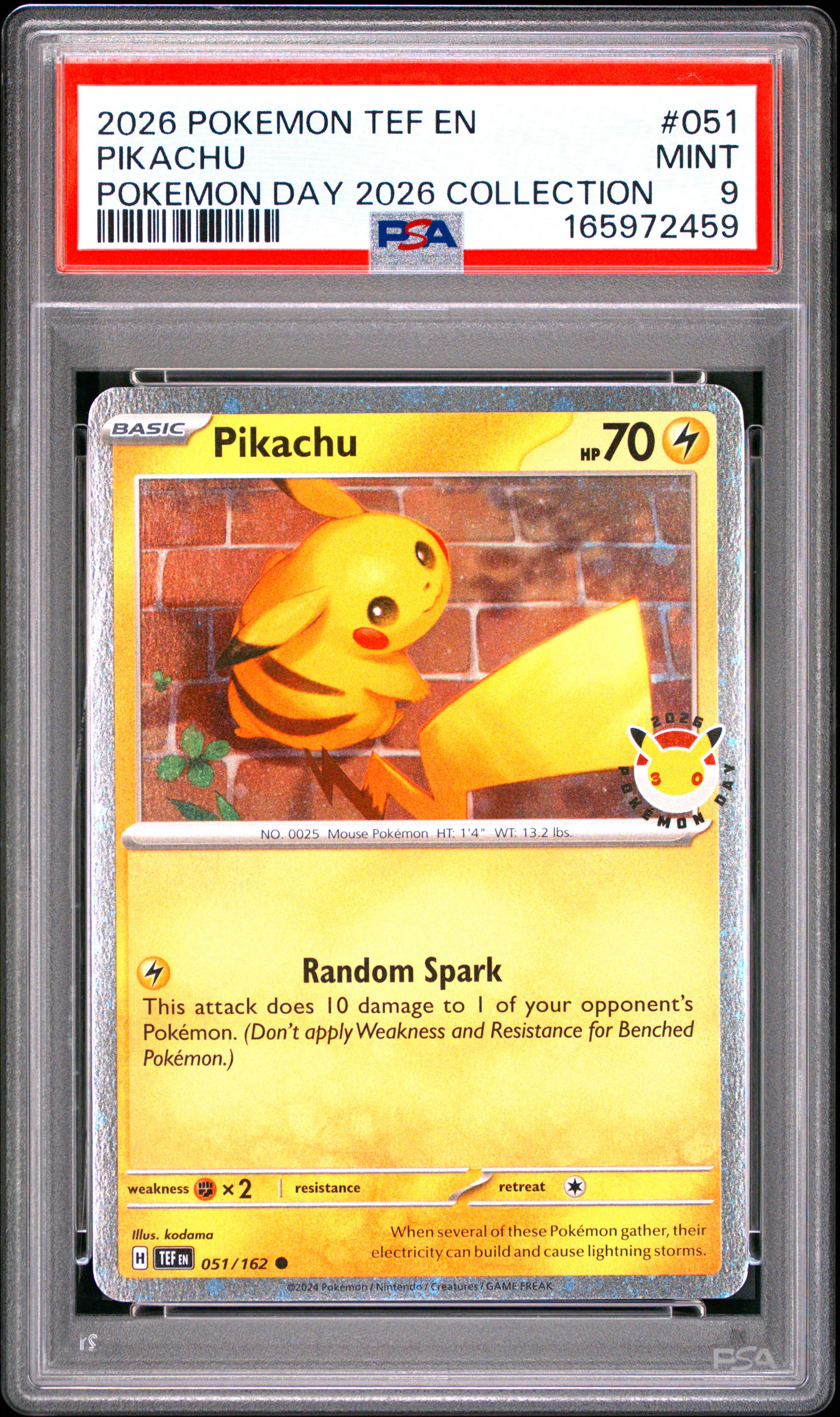 2026 #051 Pikachu PSA 9 Tef EN-Temporal Forces