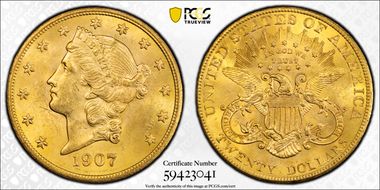1907 $20 Liberty MS62