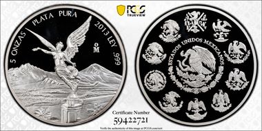 2013-Mo 5 Onza Libertad Ag PR69DCAM