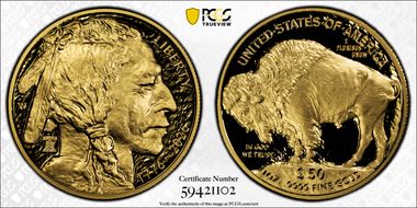 2026-W $50 American Buffalo .9999 Fine  Au w/Liberty Bell 250 Privy PR70DCAM