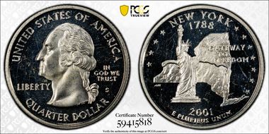 2001-S 25C New York Silver PR63DCAM