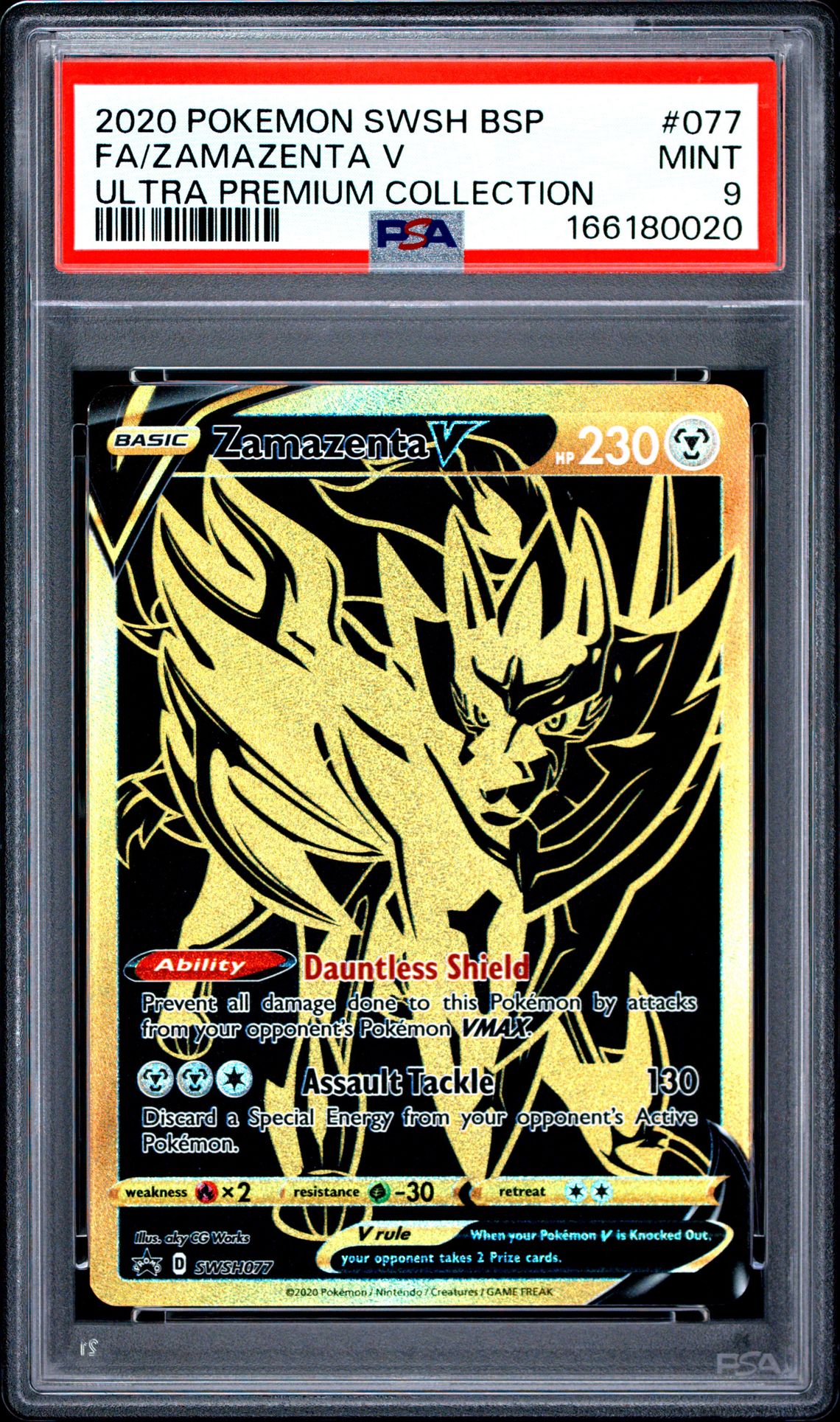 2020 Pokemon Swsh Black Star Promo Fa/Zamazenta V #077 (Ultra Premium Collection) Mint 9 front