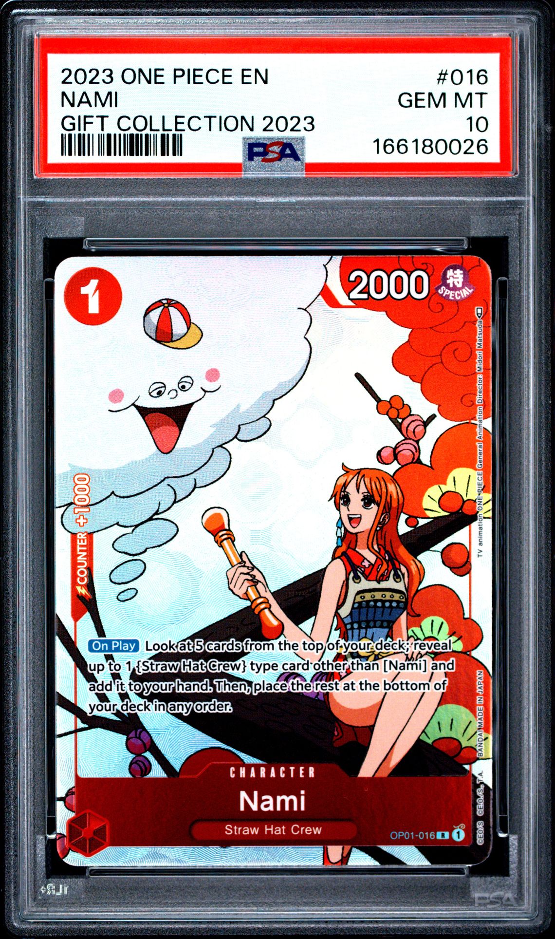2023 One Piece Gift Collection 2023 Nami #016 (Gift Collection 2023) Gem Mt 10 front view - PSA graded GEM MT 10