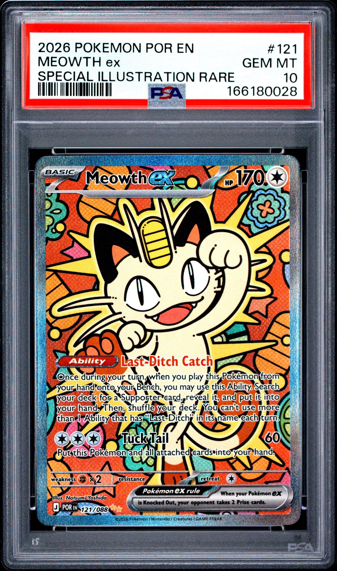 2026 POKEMON POR EN-PERFECT ORDER MEOWTH ex SPECIAL ILLUSTRATION RARE 121 GEM MT 10 front