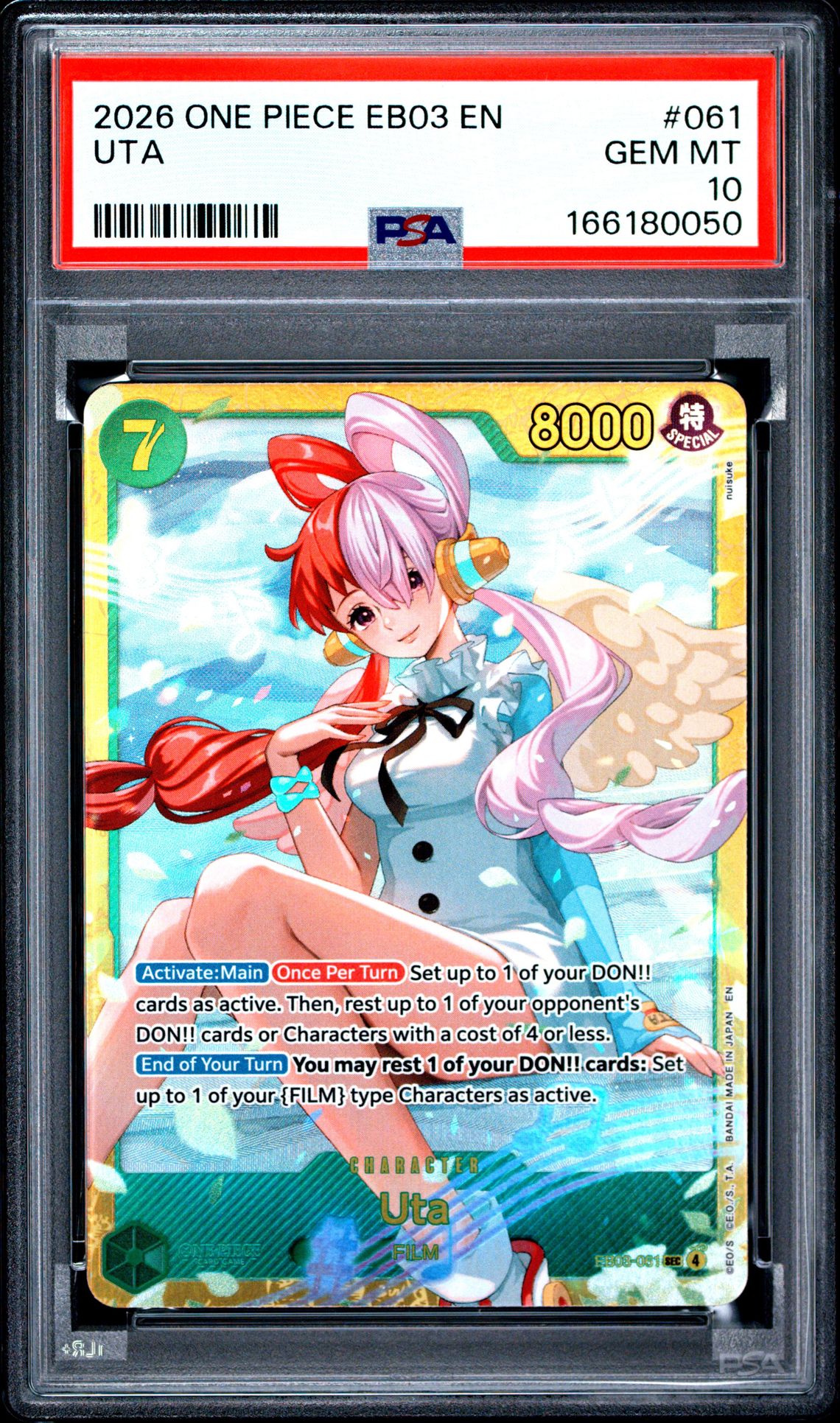 2026 One Piece Eb03-Extra Booster -One Piece Heroines Edition- Uta #061 Gem Mt 10 front