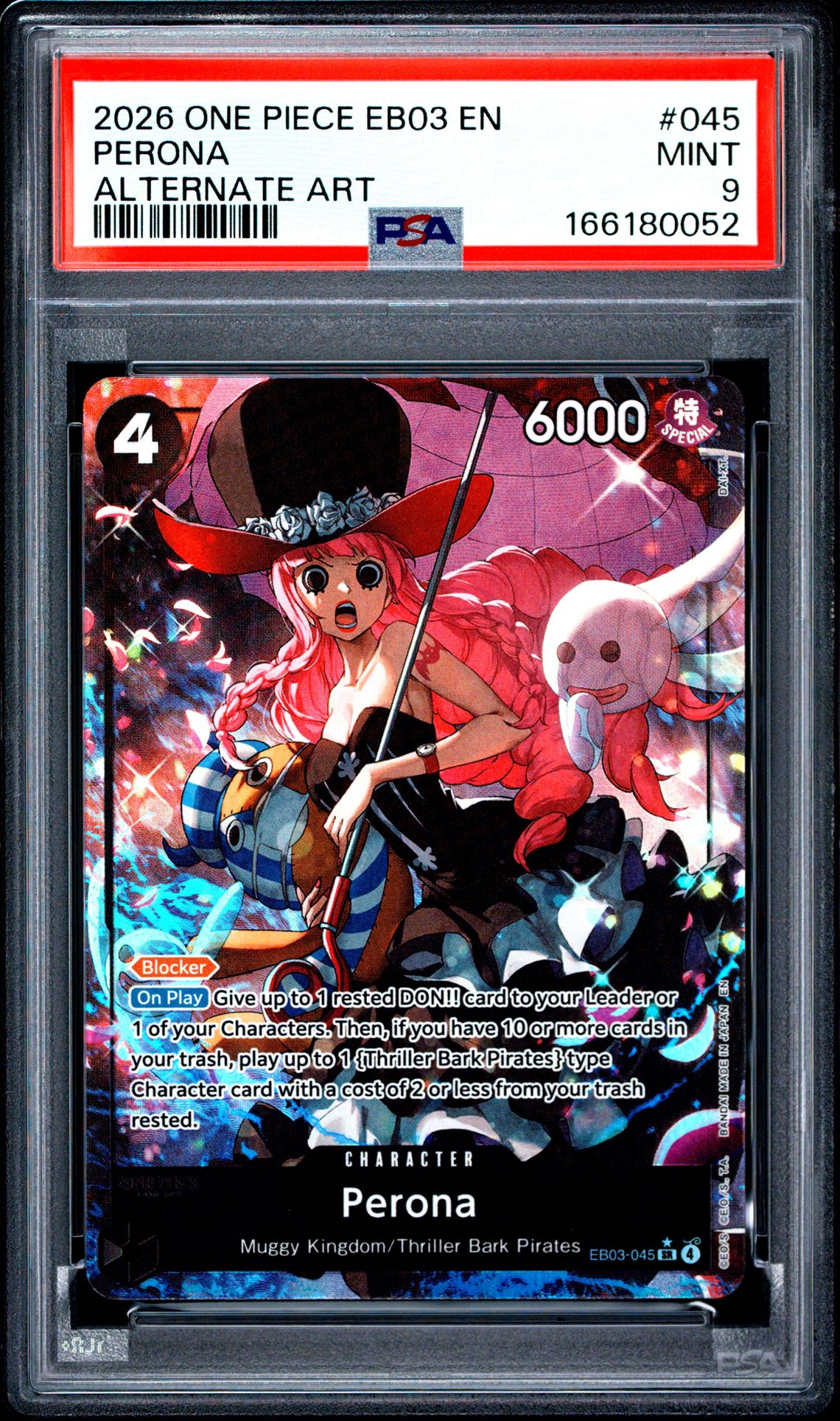 2026 One Piece Eb03-Extra Booster -One Piece Heroines Edition- Perona #045 (Alternate Art) Mint 9 front