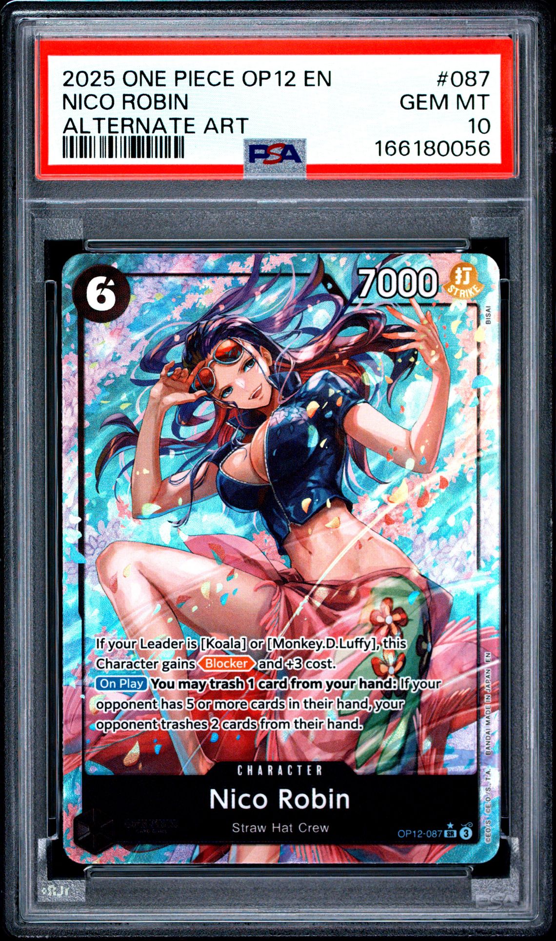 2025 One Piece Op12-Legacy Of The Master Nico Robin #087 (Alternate Art) Gem Mt 10 front view - PSA graded GEM MT 10