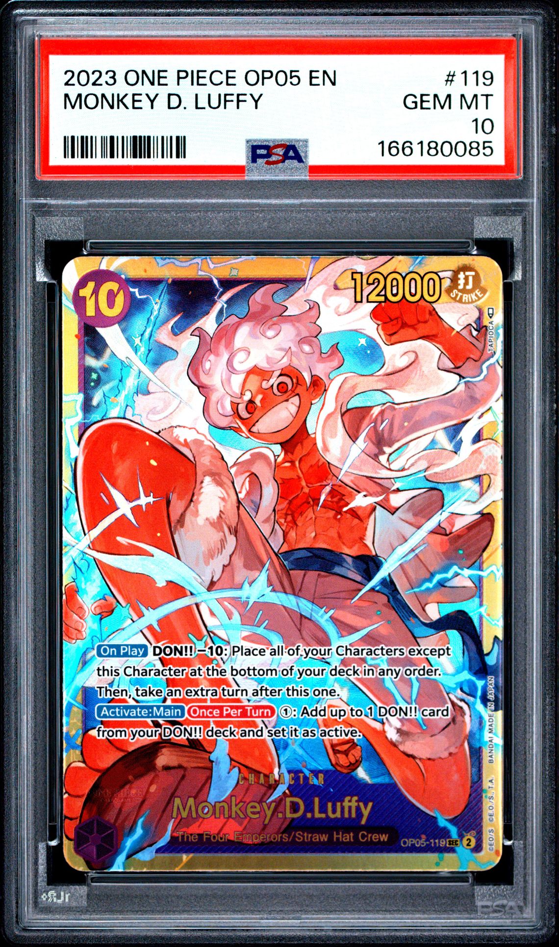 2023 One Piece Op05-Awakening Of The New Era Monkey D. Luffy #119 Gem Mt 10 front view - PSA graded GEM MT 10