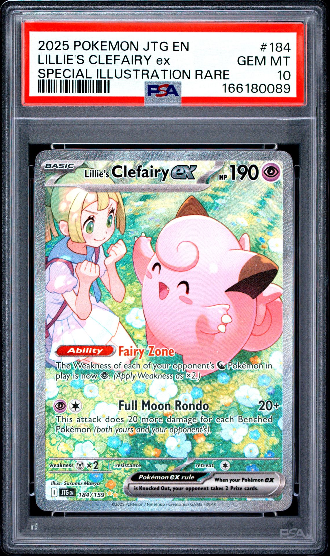 2025 Pokemon Jtg En-Journey Together Lillie's Clefairy Ex #184 (Special Illustration Rare) Gem Mt 10 front view - PSA graded GEM MT 10