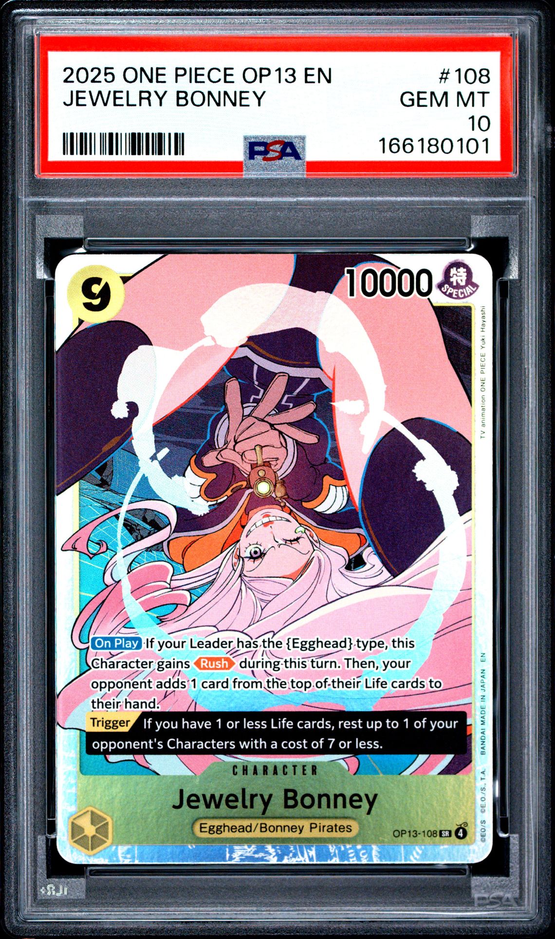 2025 One Piece Op13-Carrying On His Will Jewelry Bonney #108 Gem Mt 10 front view - PSA graded GEM MT 10