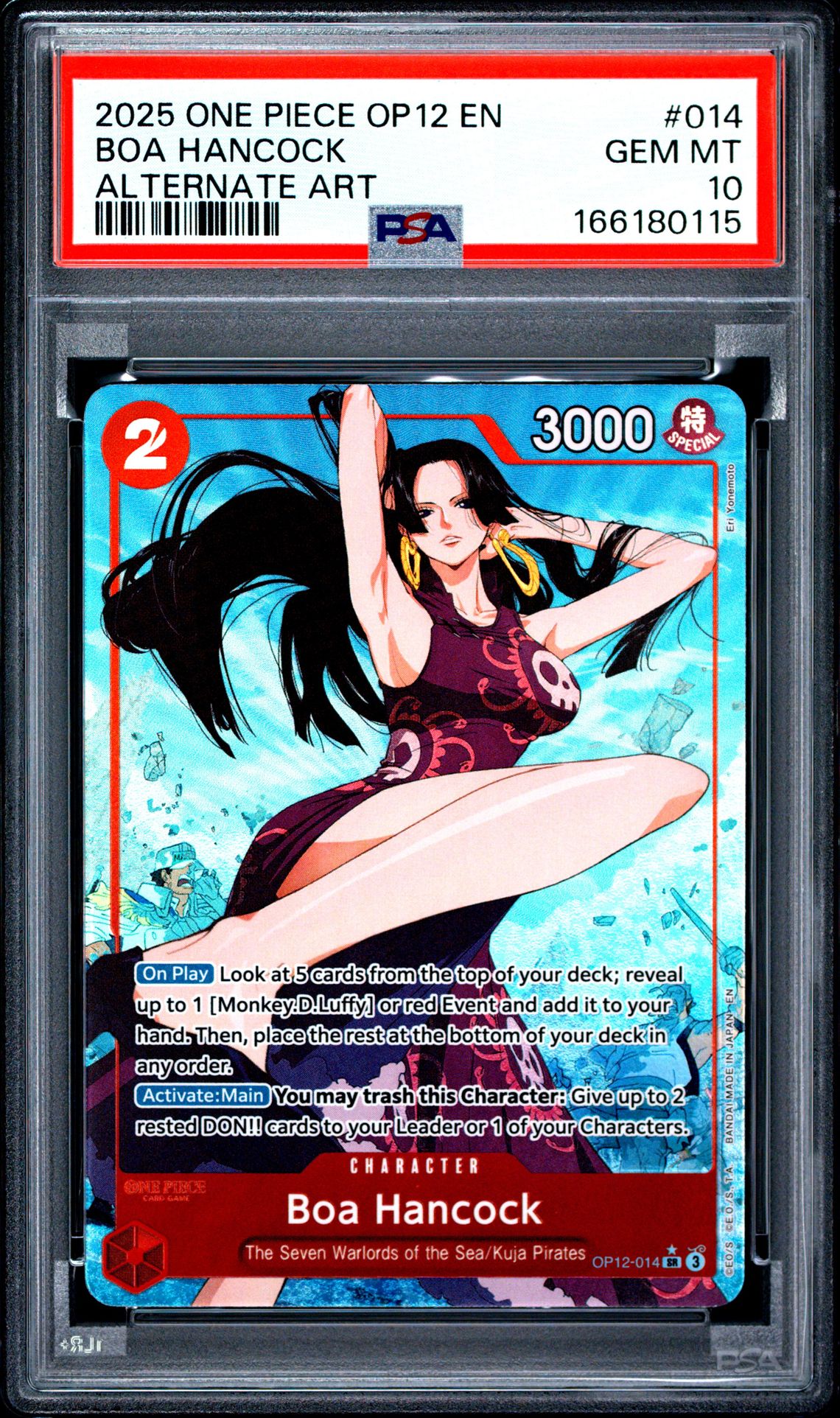 2025 One Piece Op12-Legacy Of The Master Boa Hancock #014 (Alternate Art) Gem Mt 10 front view - PSA graded GEM MT 10