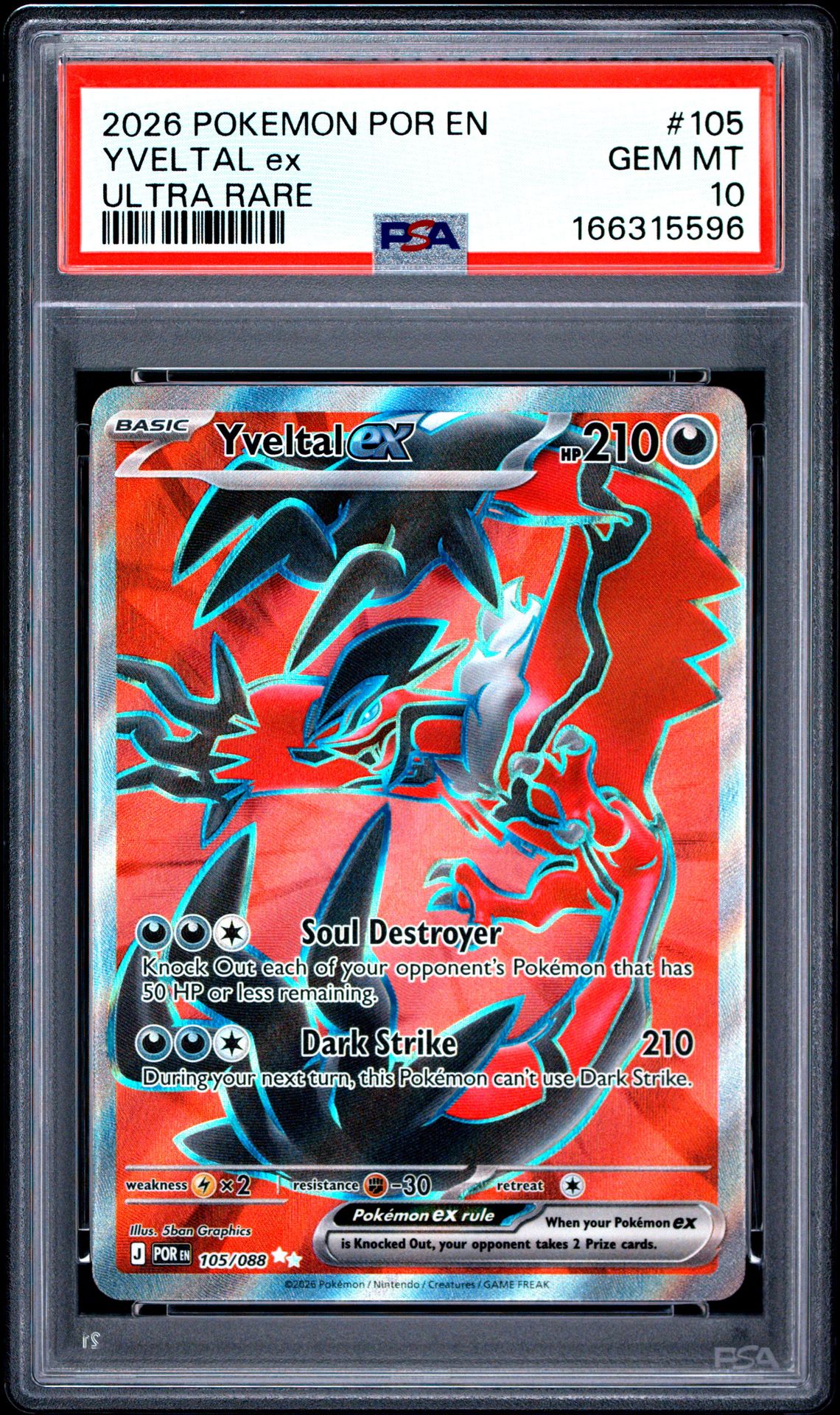 2026 Pokemon Por En-Perfect Order Yveltal Ex #105 (Ultra Rare) Gem Mt 10 front