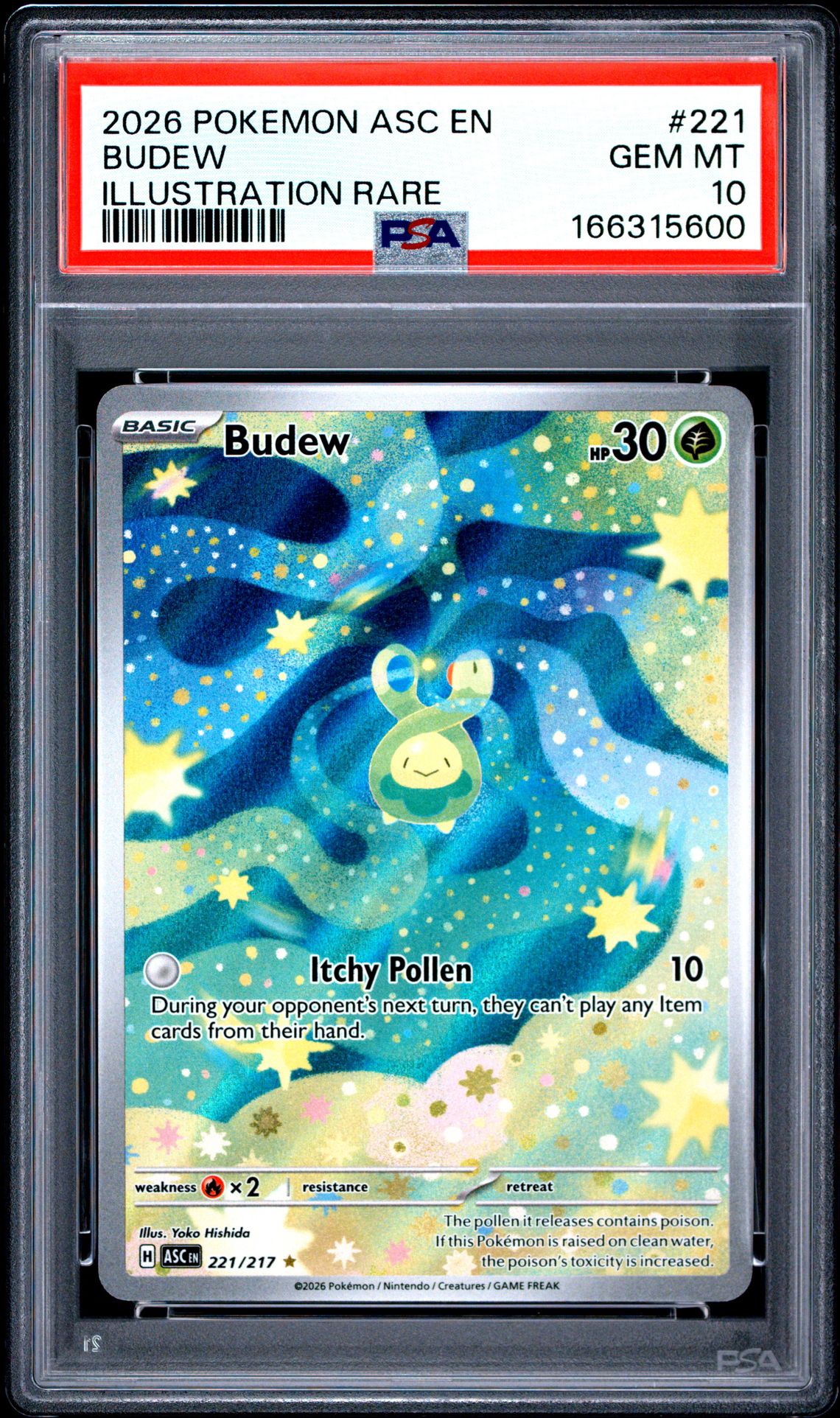 2026 Pokemon Asc En-Ascended Heroes Budew #221 (Illustration Rare) Gem Mt 10 front
