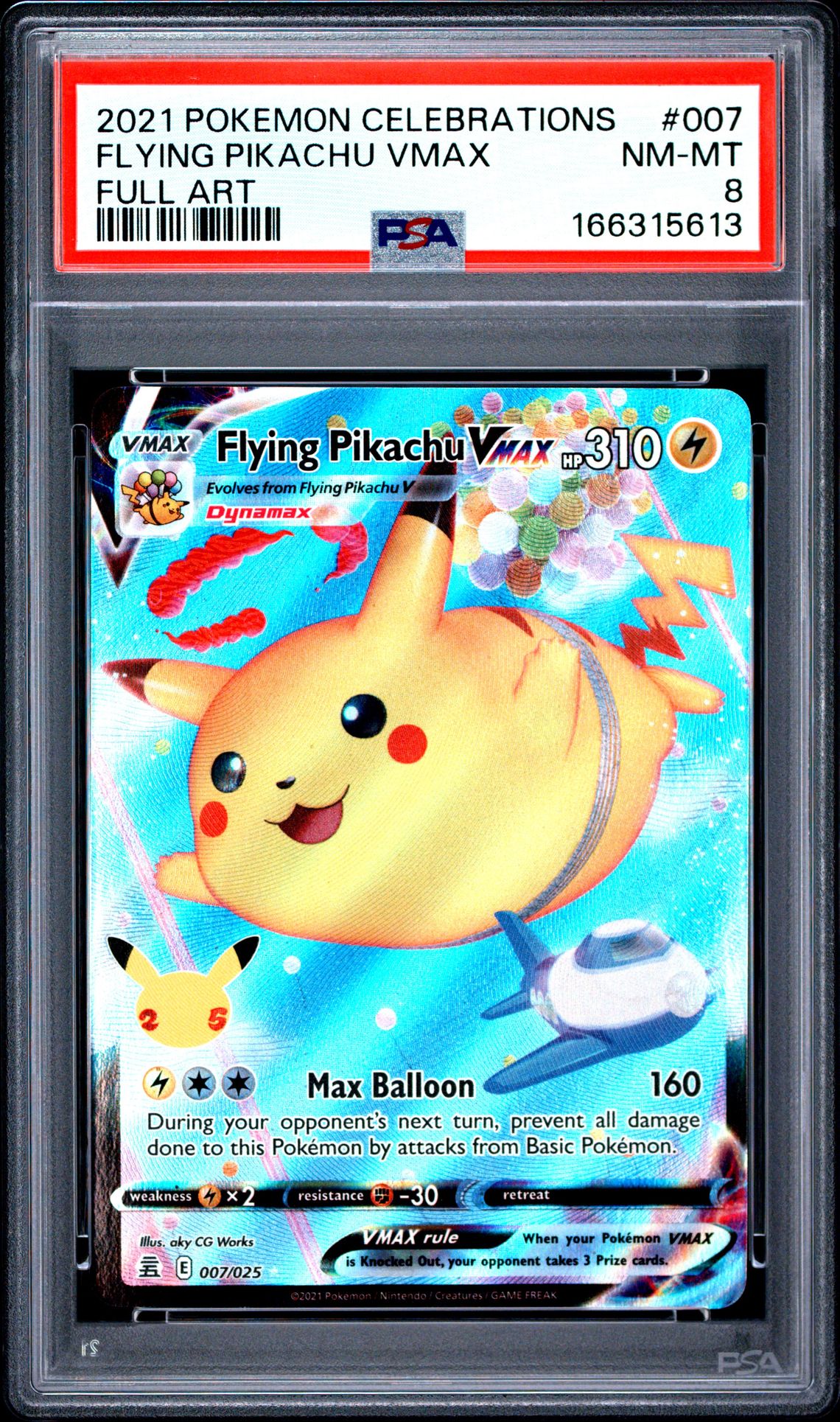 2021 Pokemon Celebrations Flying Pikachu Vmax #007 (Full Art) Nm-Mt 8 front