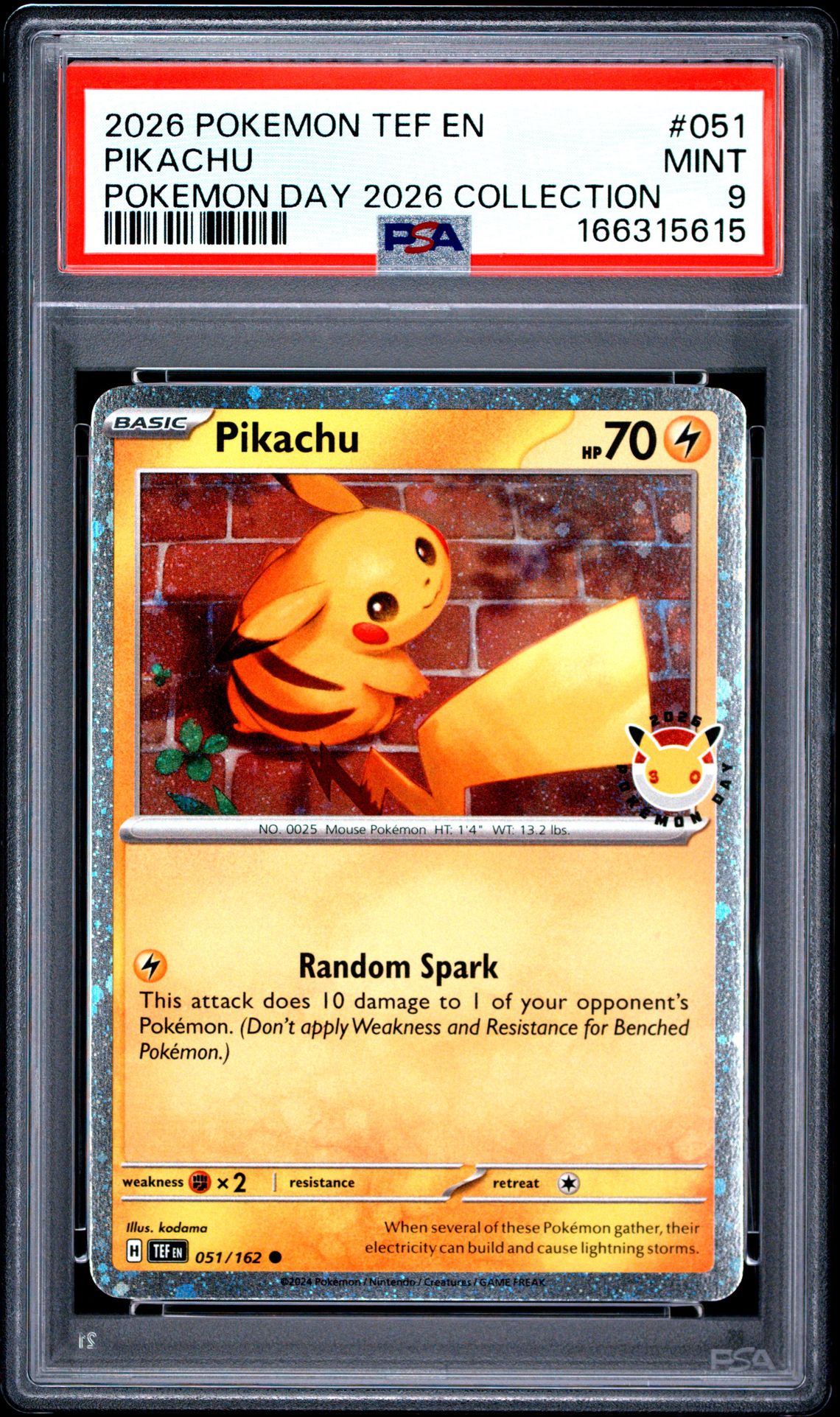 2026 Pokemon Tef En-Temporal Forces Pikachu #051 (Pokemon Day 2026 Collection) Mint 9 front