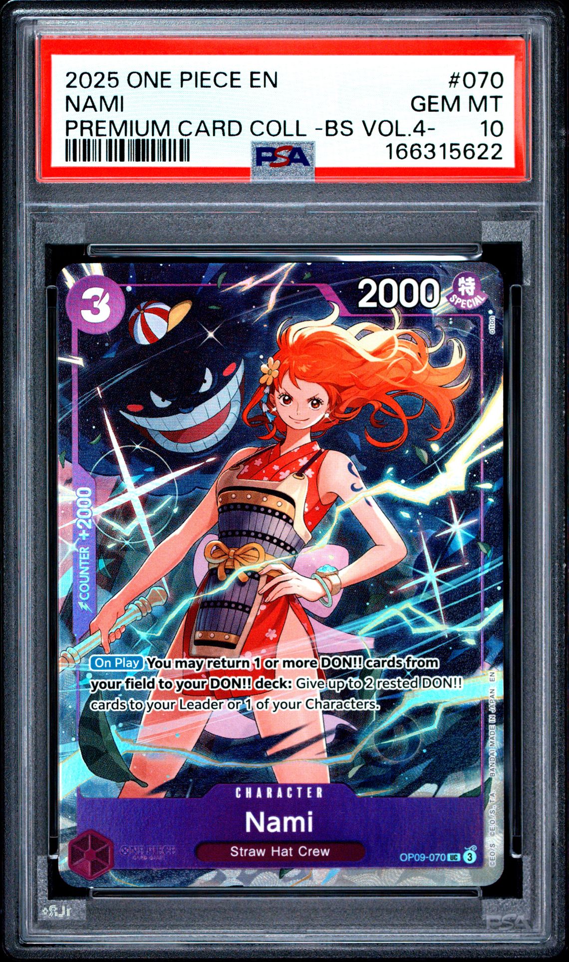 2025 One Piece Premium Card Collection -Best Selection Vol.4 - Nami #070 Gem Mt 10 front view - PSA graded GEM MT 10