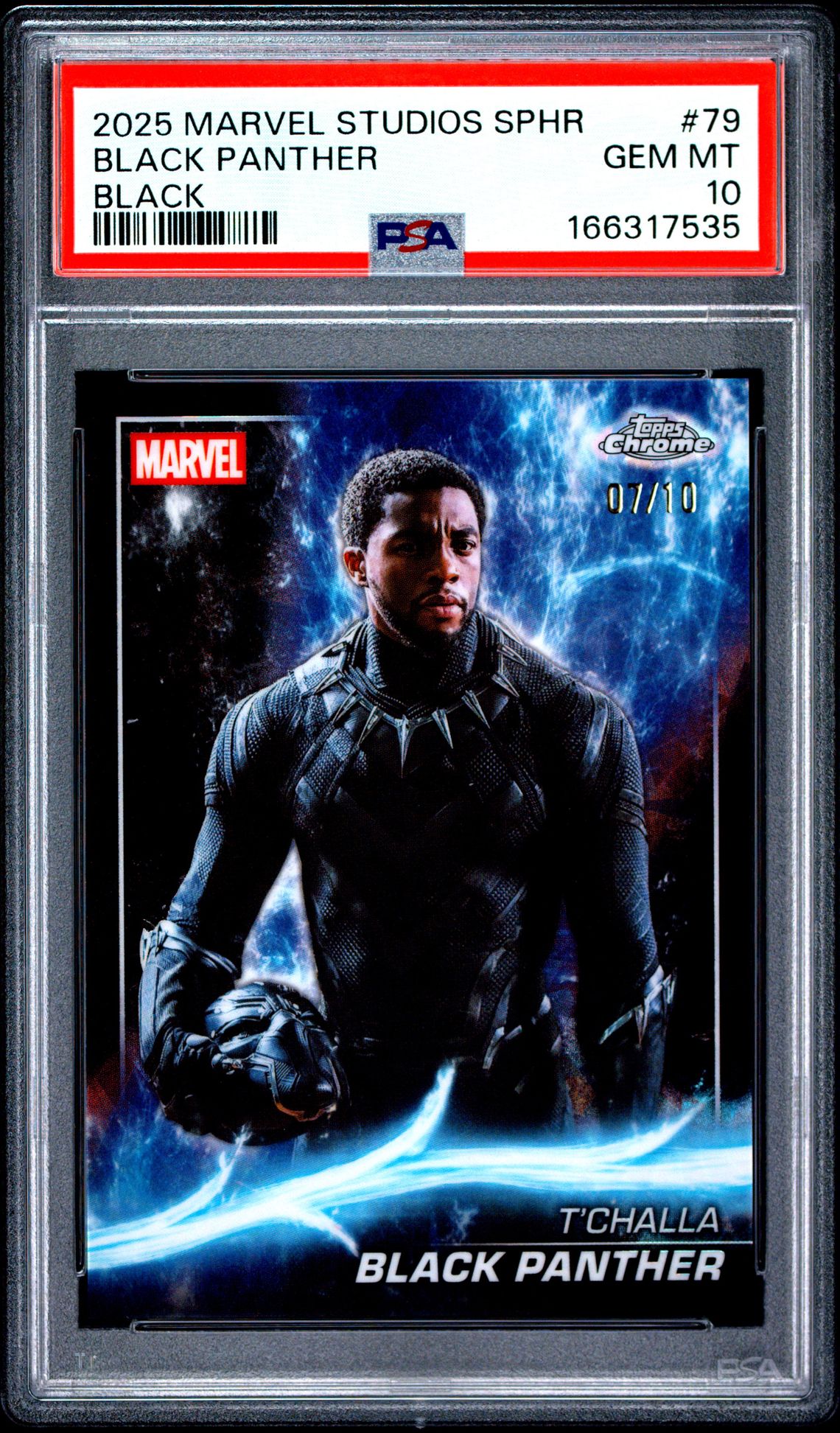 2025 Topps Marvel Studios Chrome Sapphire Edition Black Panther #79 (Black) Gem Mt 10 front