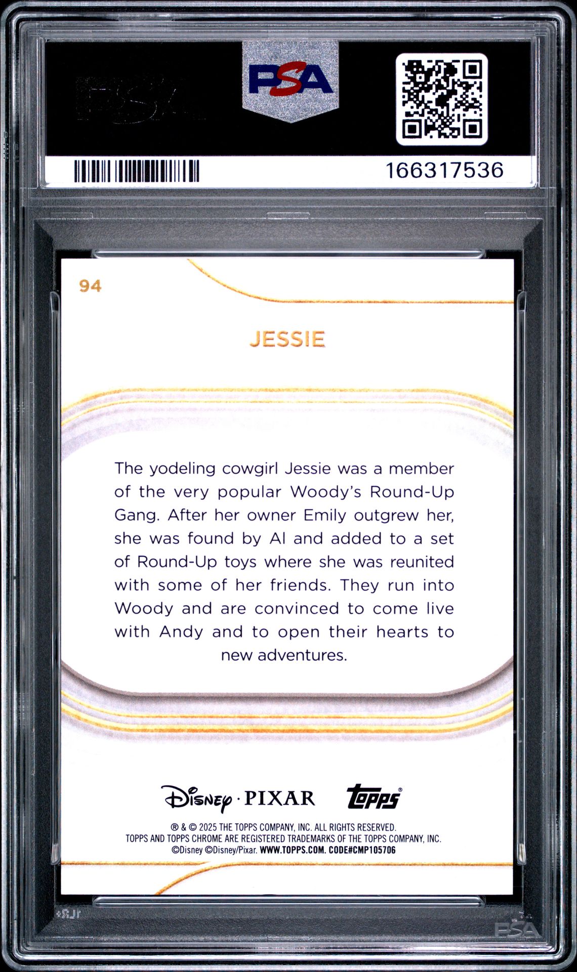 2025 Topps Chrome Disney Jessie #94 (Gold Refractor) Mint 9 back