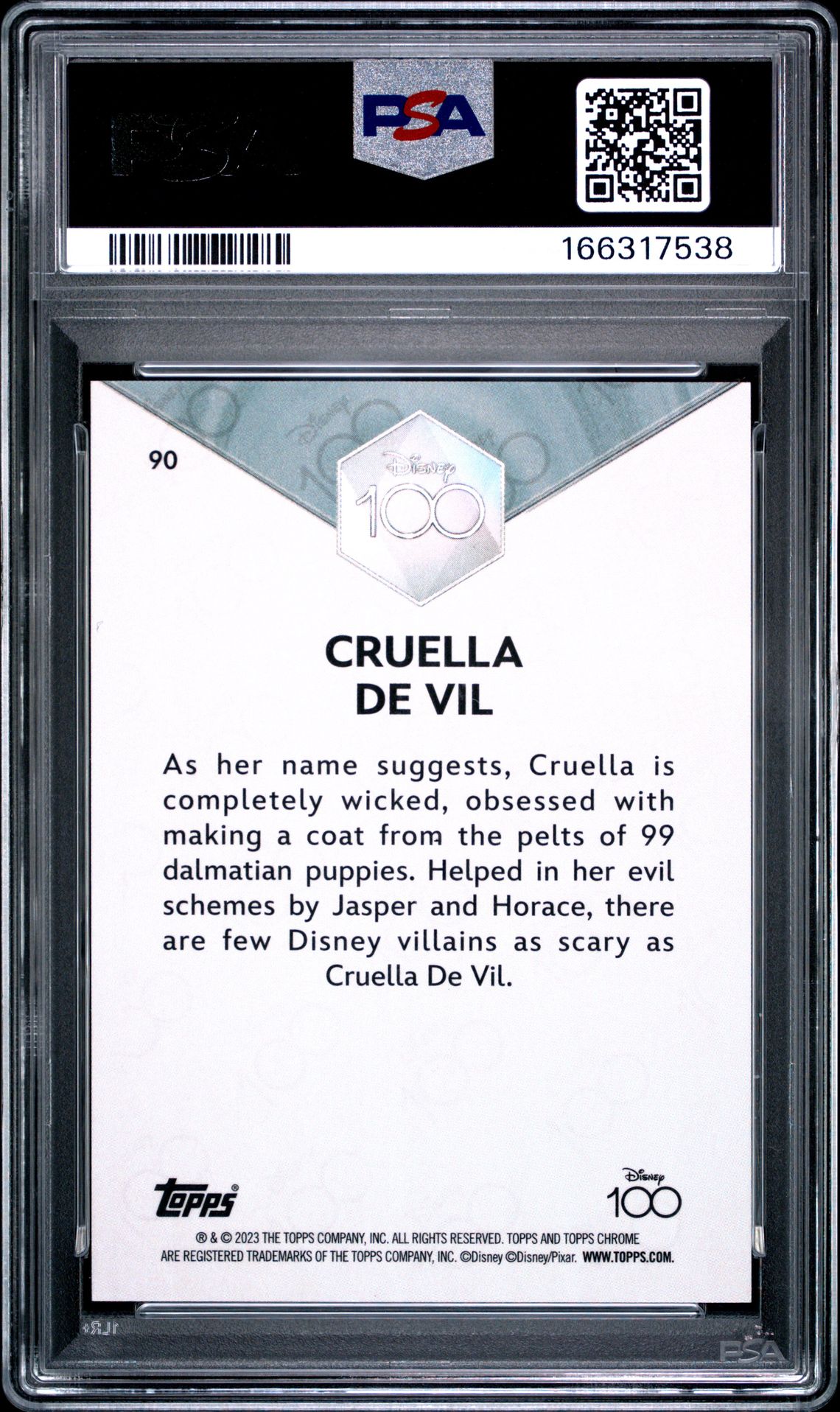 2023 Topps Chrome Disney100 Cruella De Vil #90 (Dark Blue & Light Blue Ref) Nm-Mt 8 back