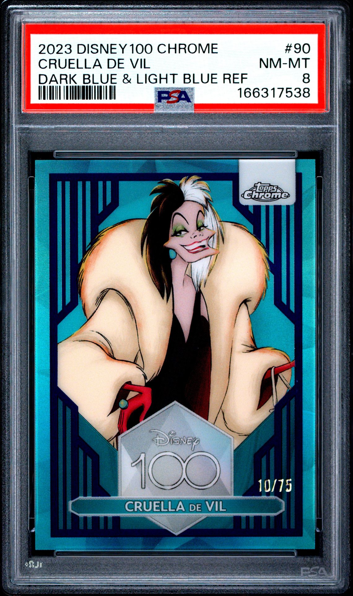 2023 Topps Chrome Disney100 Cruella De Vil #90 (Dark Blue & Light Blue Ref) Nm-Mt 8 front