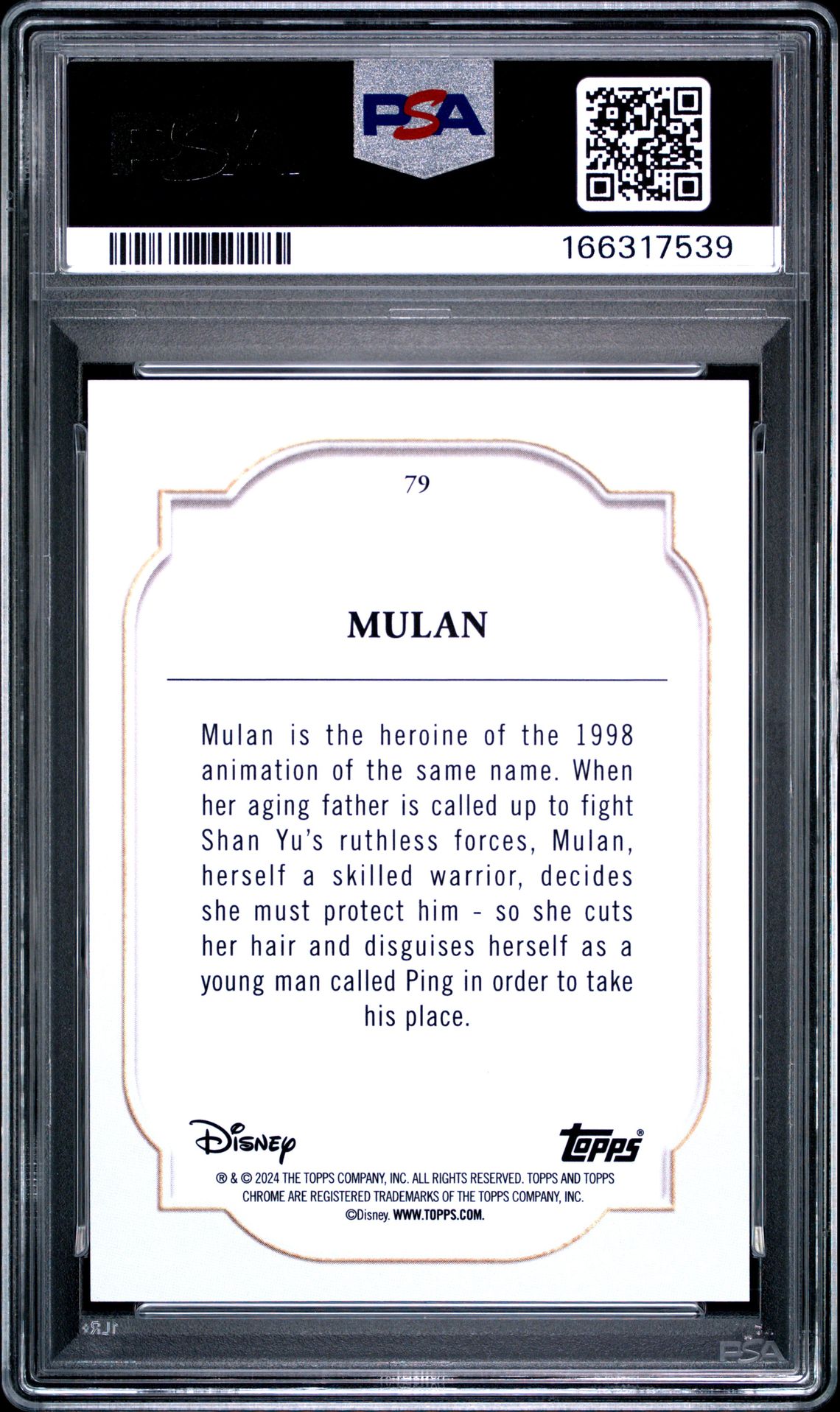2024 Topps Chrome Disney Mulan #79 (Green Refractor) Mint 9 back
