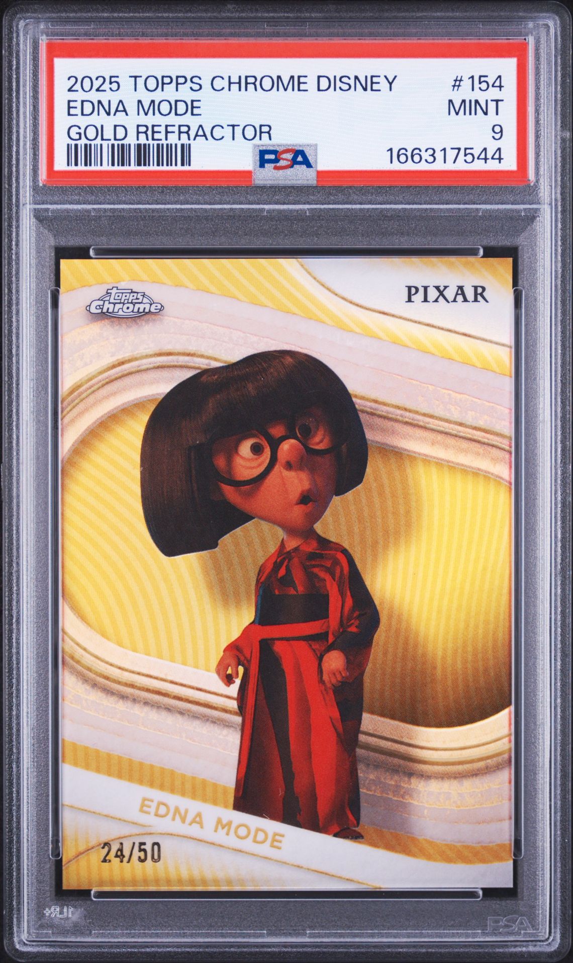 2025 Topps Chrome Disney Edna Mode #154 (Gold Refractor) Mint 9 front