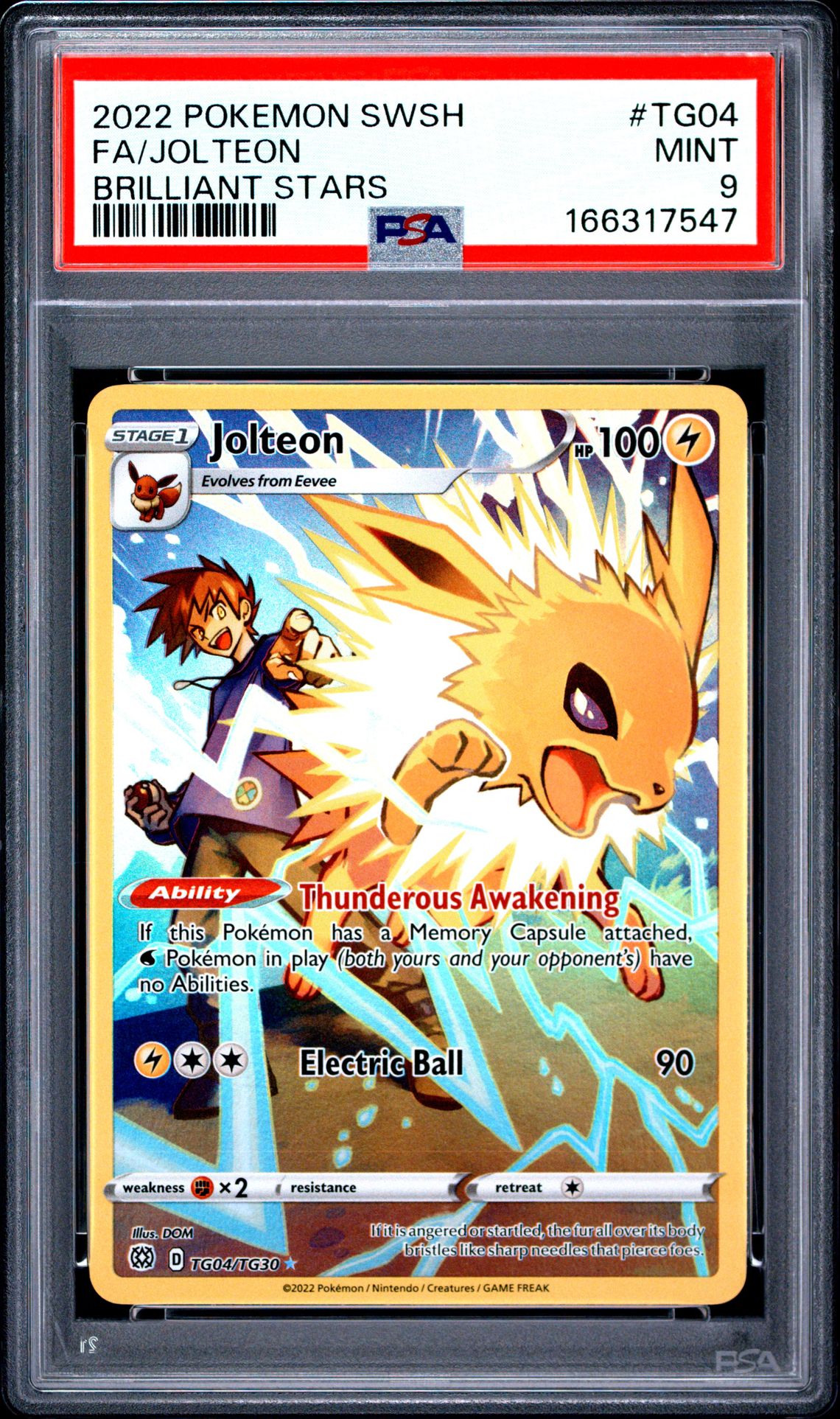 2022 Pokemon Sword & Shield Brilliant Stars Fa/Jolteon #Tg04 (Brilliant Stars) Mint 9 front