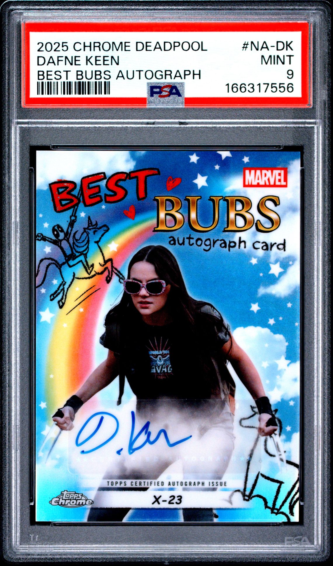 2025 Topps Chrome Deadpool Best Bubs Autographs Dafne Keen #Na-Dk Mint 9 front