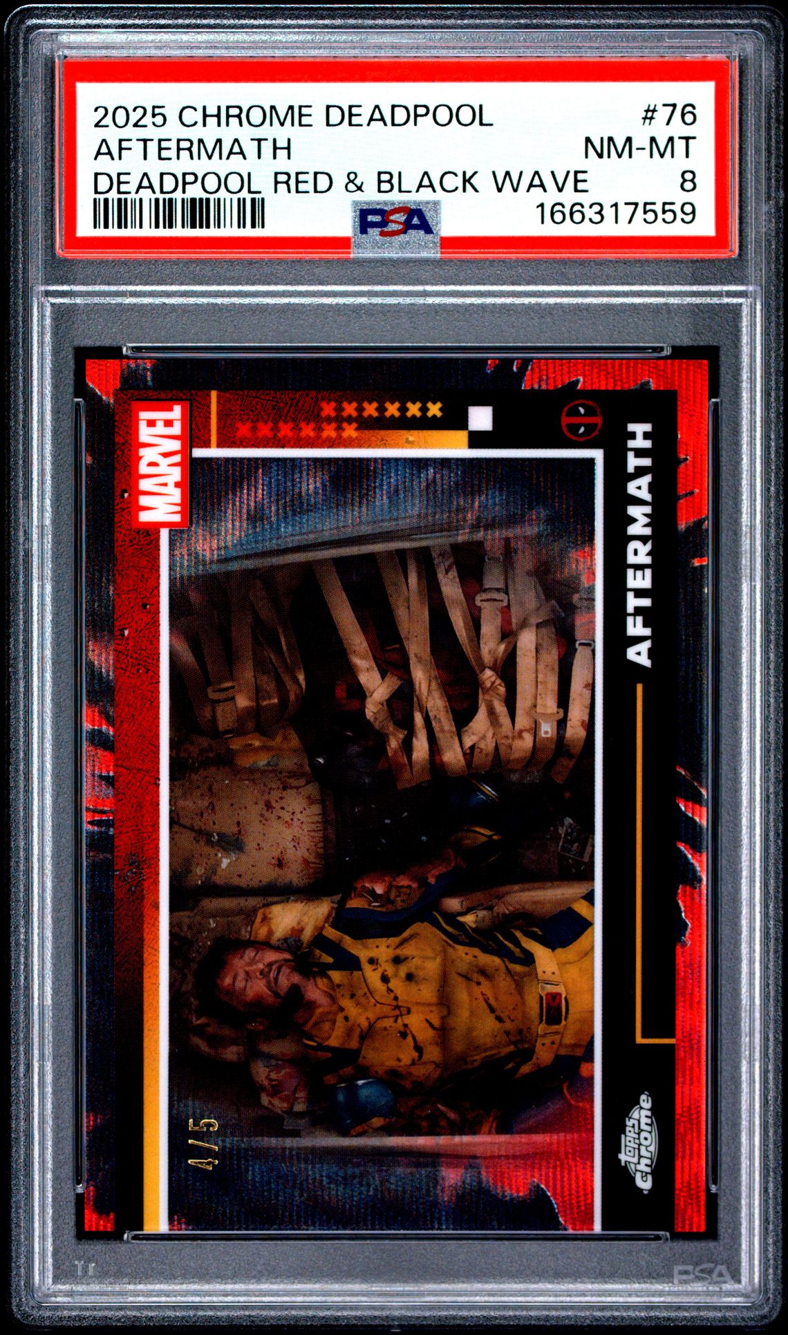 2025 Topps Chrome Deadpool Aftermath #76 (Deadpool Red & Black Wave) Nm-Mt 8 front
