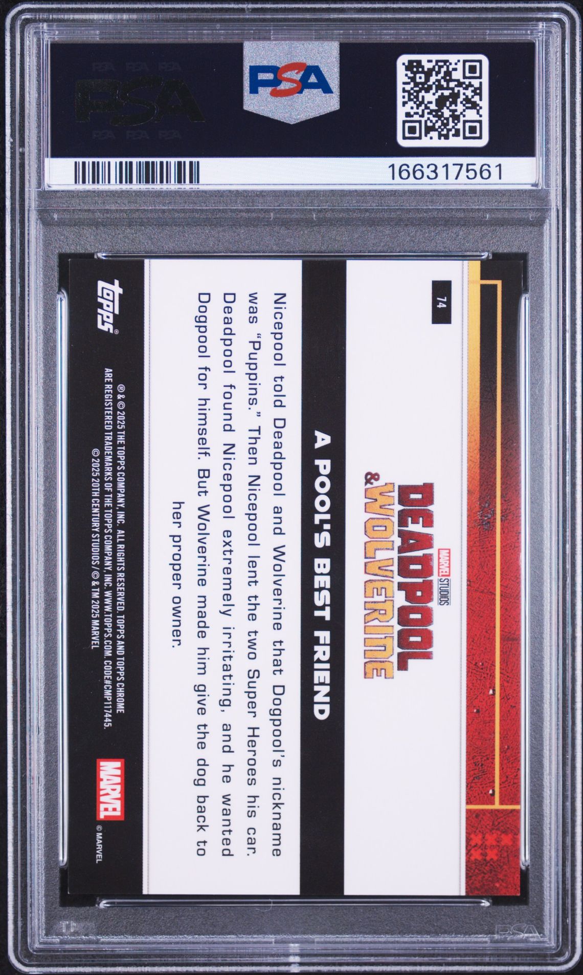 2025 Topps Chrome Deadpool A Pool's Best Friend #74 (Deadpool Red & Black Wave) Nm-Mt 8 back