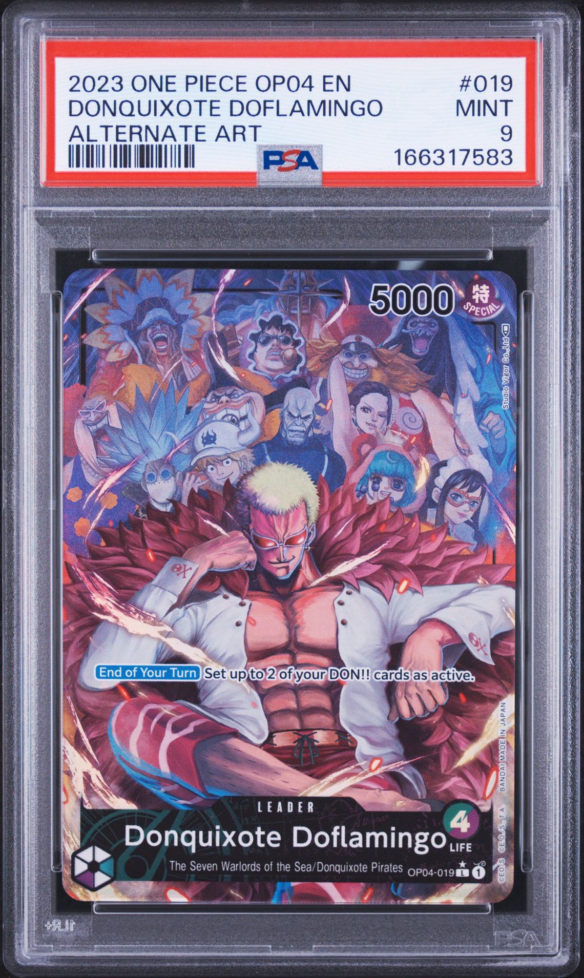 2023 One Piece Op04-Kingdoms Of Intrigue Donquixote Doflamingo #019 (Alternate Art) Mint 9 front