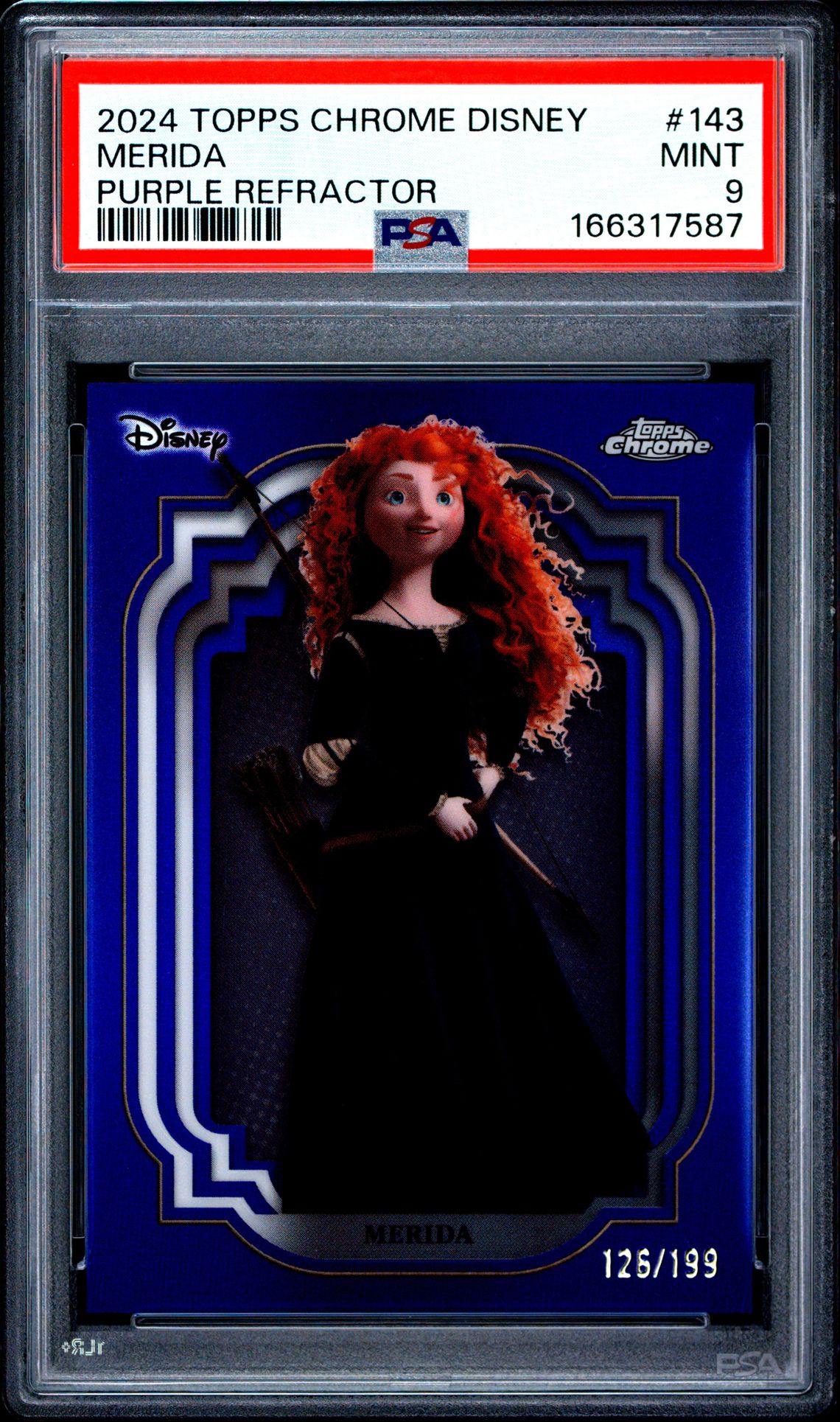 2024 Topps Chrome Disney Merida #143 (Purple Refractor) Mint 9 front