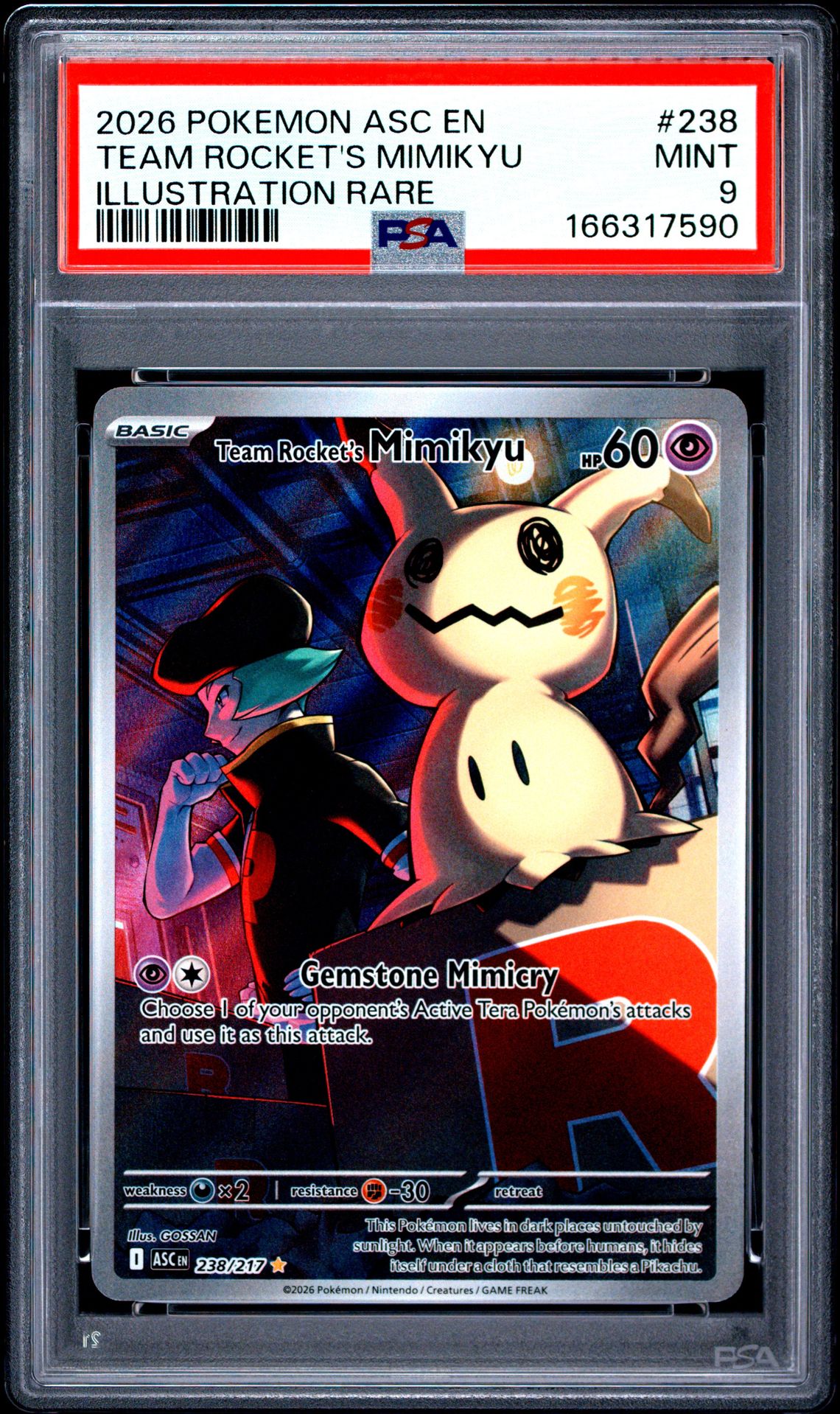 2026 Pokemon Asc En-Ascended Heroes Team Rocket's Mimikyu #238 (Illustration Rare) Mint 9 front