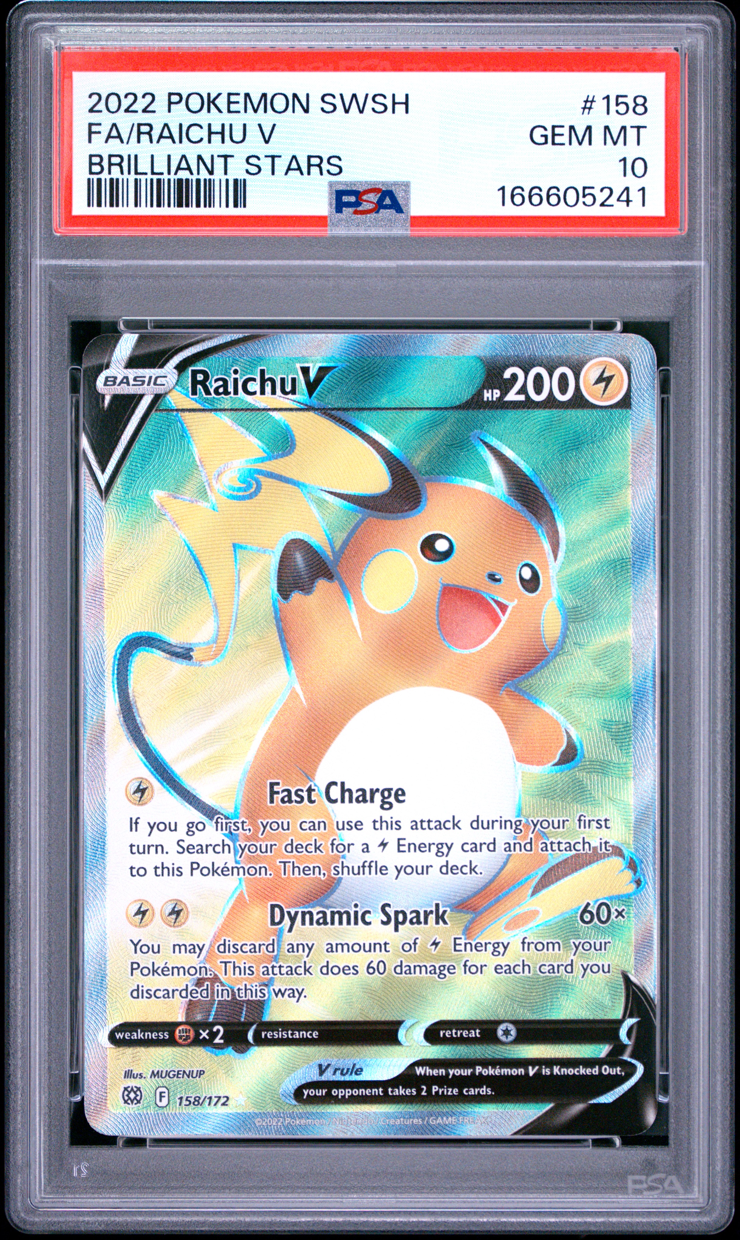 2022 #158 Full Art/Raichu V PSA 10 Sword & Shield Brilliant Stars