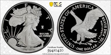 2026-W $1 Silver Eagle w/ Liberty Bell 250 Privy PR69DCAM