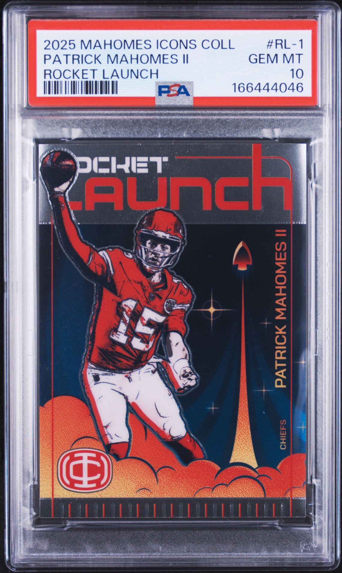 2025 Panini Patrick Mahomes Icons Collection Rocket Launch Patrick Mahomes Ii #Rl-1 Gem Mt 10 front view - PSA graded GEM MT 10