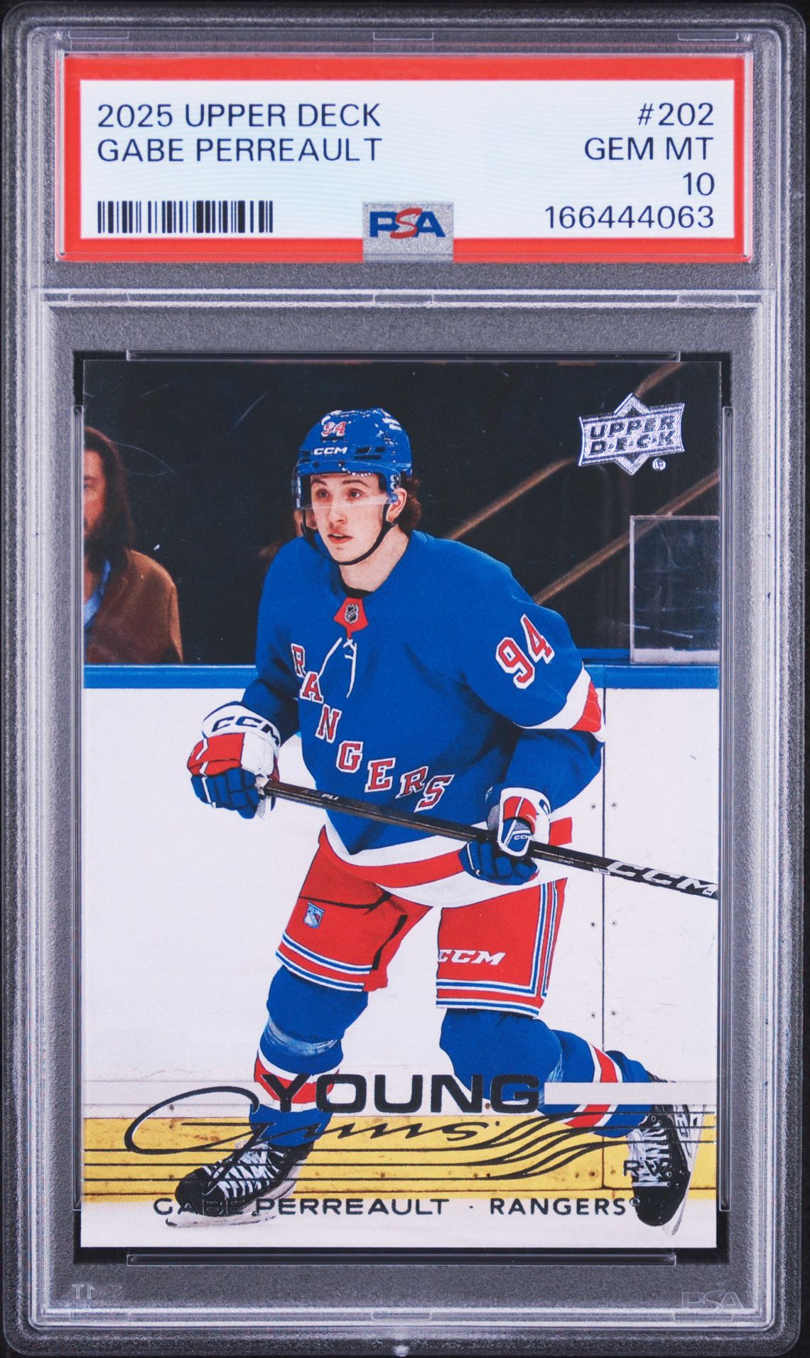 2025 Upper Deck Gabe Perreault #202 Gem Mt 10 front view - PSA graded GEM MT 10