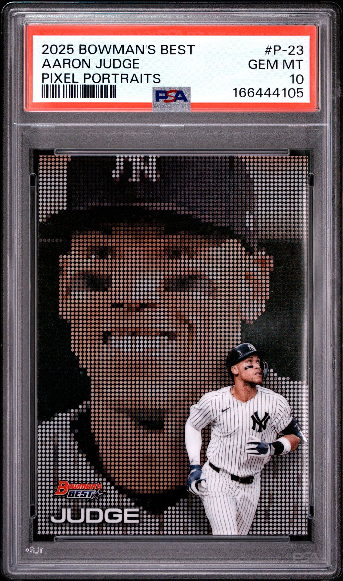 2025 BOWMAN'S BEST PIXEL PORTRAITS AARON JUDGE  P-23 GEM MT 10 front