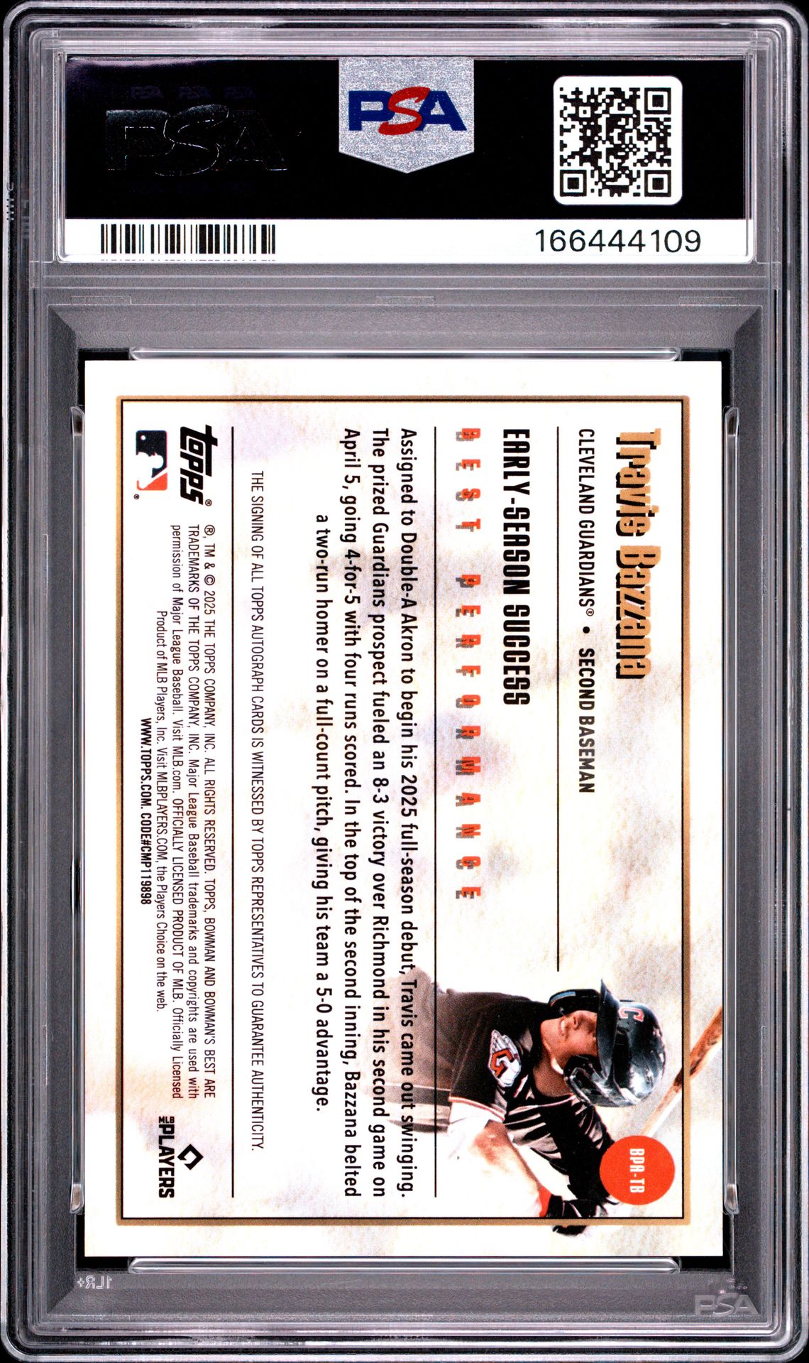 2025 Bowman's Best Best Performance Autographs Travis Bazzana #Bpa-Tb Mint 9 back